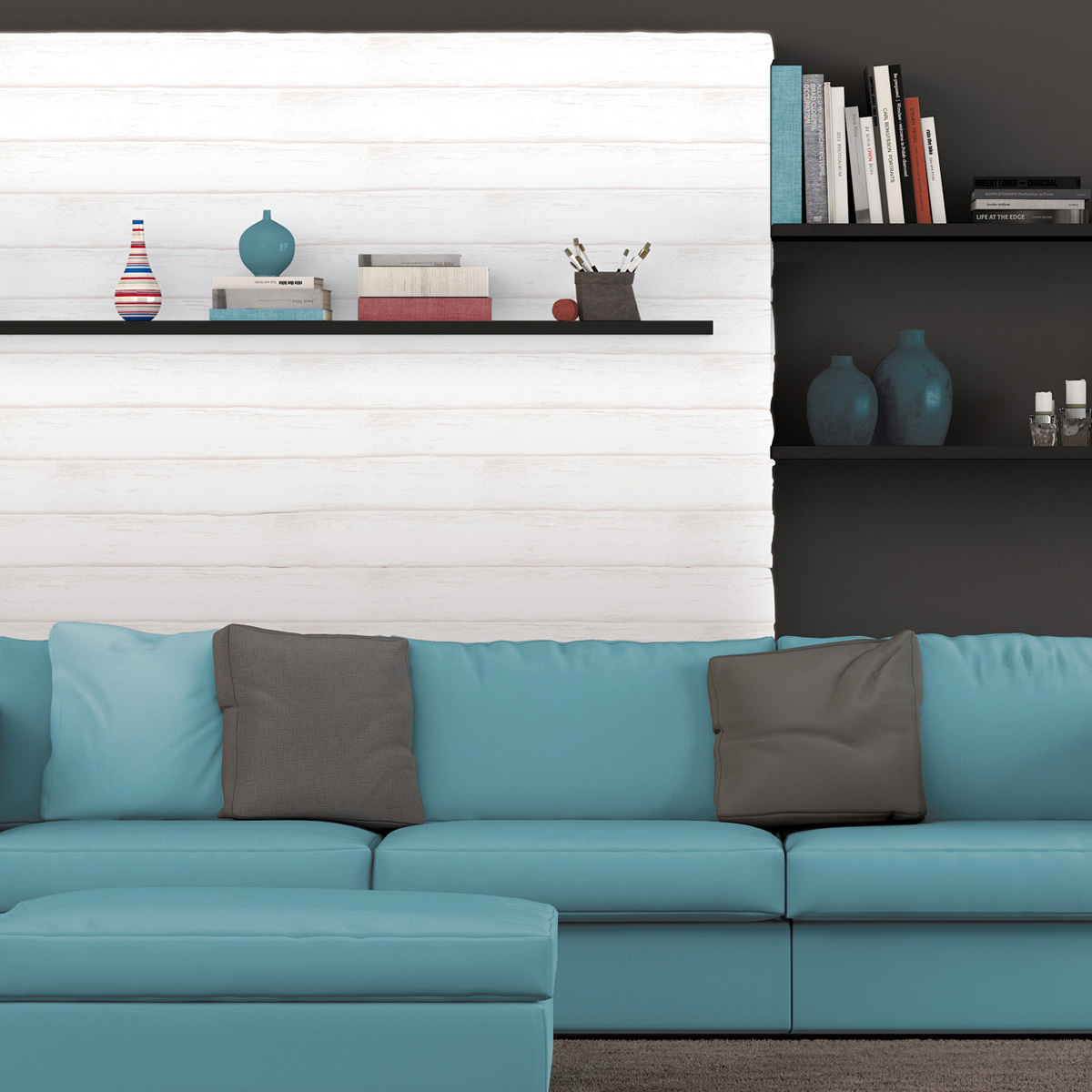 Deckenbalken - Eiche Weiß - Holzoptik, 12 x 12 x 200cm