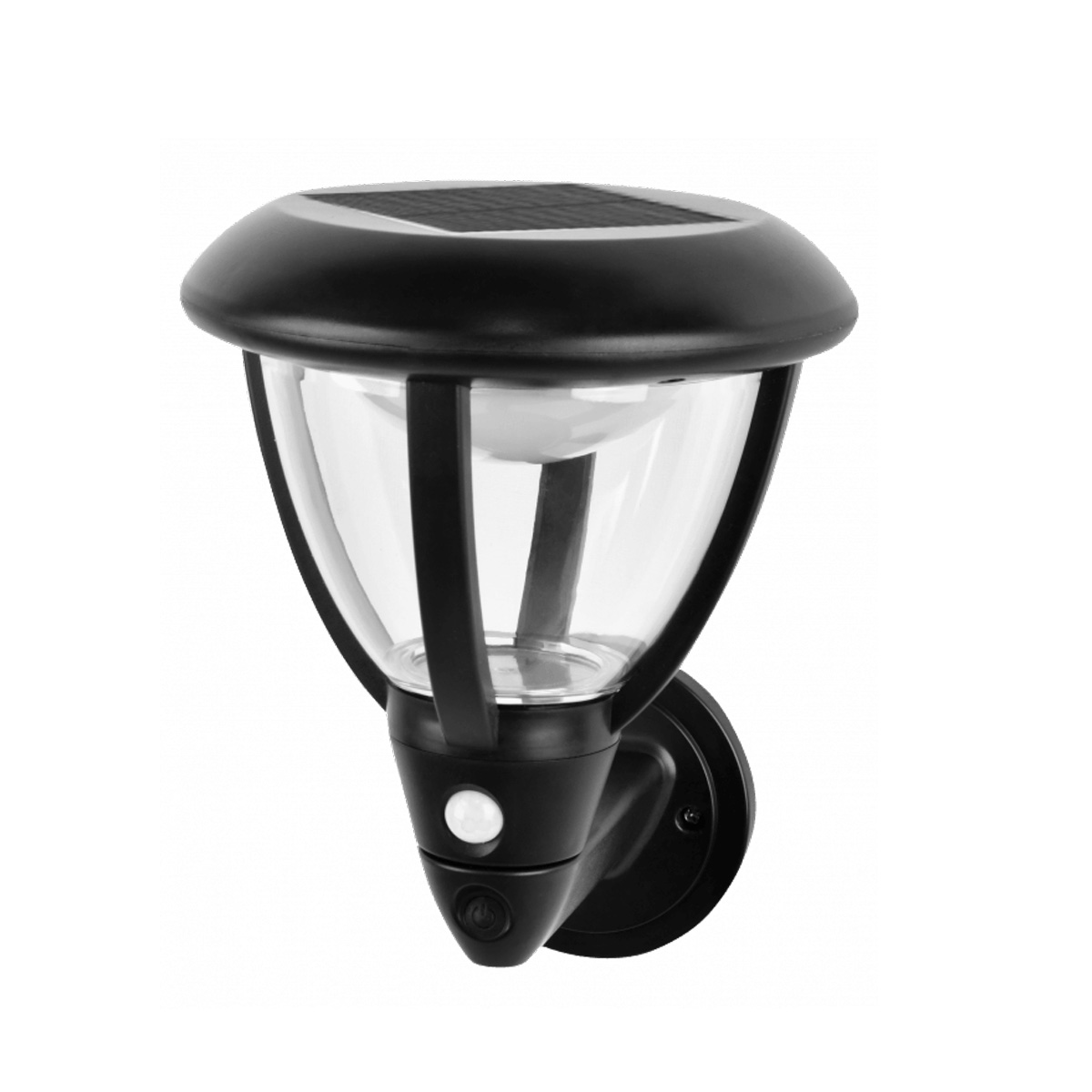 SOE-3 - Solar Wandleuchte mit Bewegungsmelder in schwarz - 0,55 W - Lichtfarbe: neutralweiß