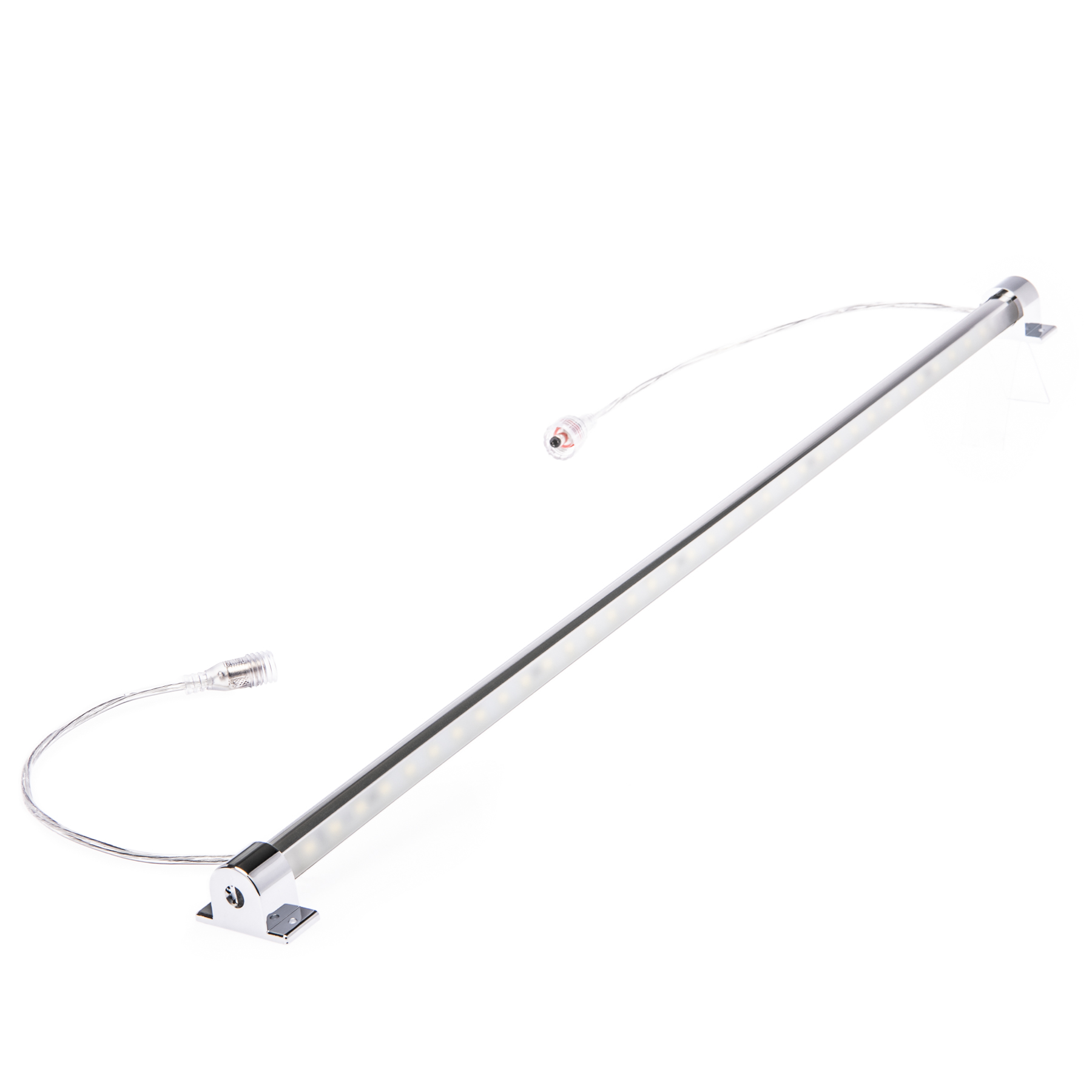 24V wasserfeste Aluminium LED Leiste – weiß – 105cm – einstellbare Abstrahlrichtung – IP65 25cm Eingangskabel mit DC-Rundbuchse 2polig - mit Ein- und Ausgangskabel