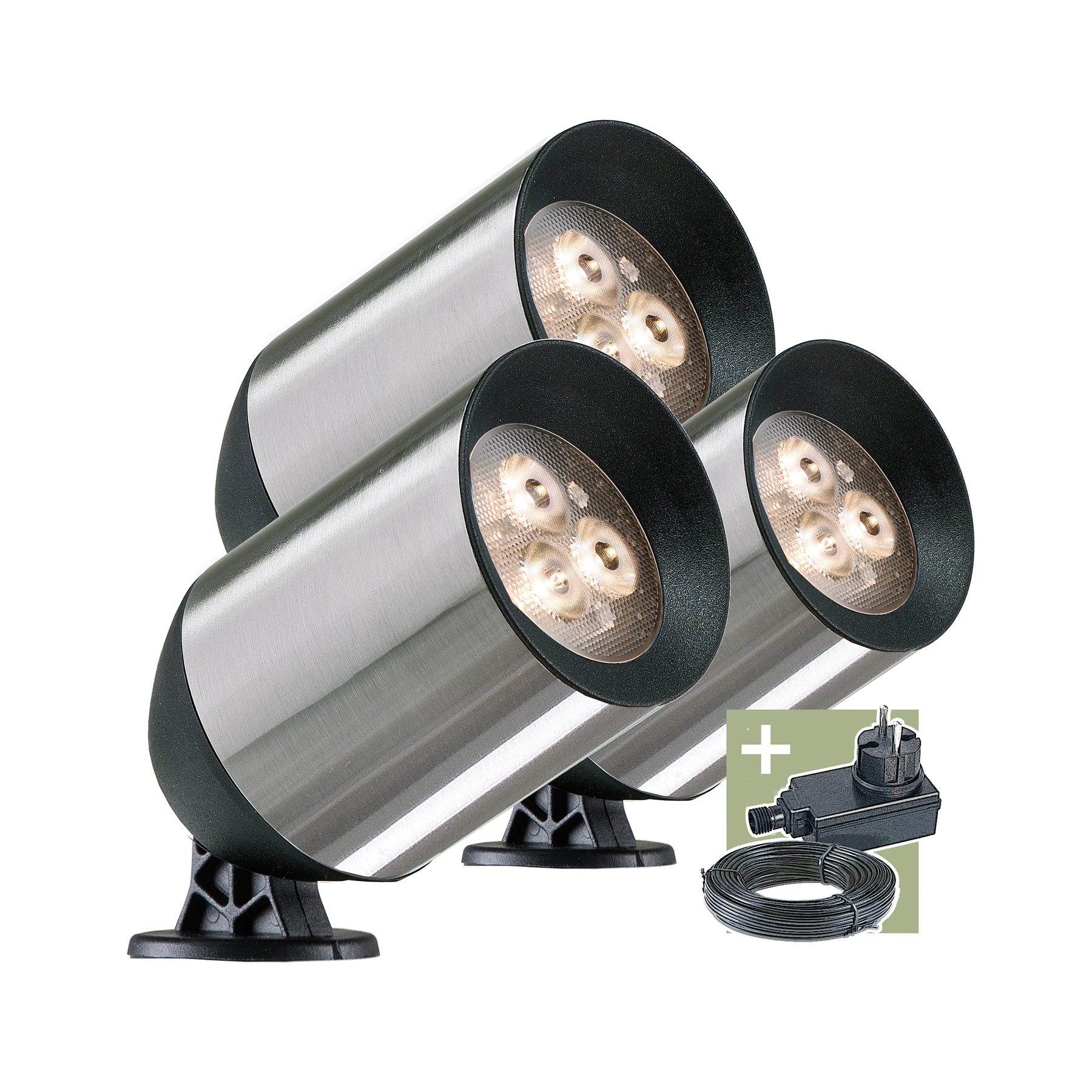 Ludeco, 12V Wegeleuchte - Fenor 3er Set, 4,5W, warmweiß, IP44