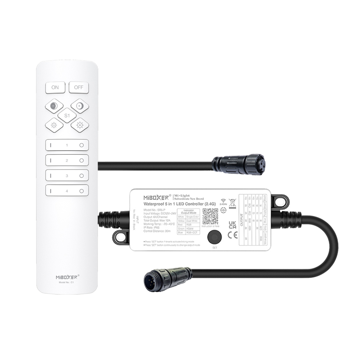 Plug & Play LED Funk Controller Set - 4 Zonen - 1 bis 2 Kanal - CCT - Fernbedienung (2,4 GHz)-IP66