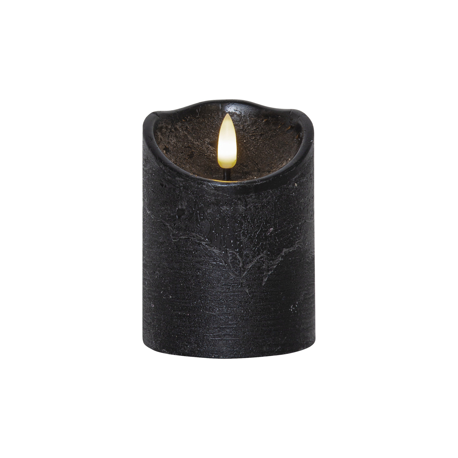 Flamme Rustic - Kerze für innen - Schwarz - Höhe: 10 cm - Batteriebetrieb - Timer - flackernd