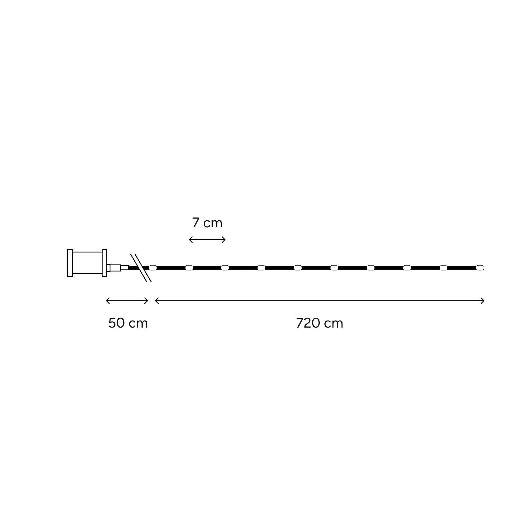 Lichterkette für außen - 7,2 m - 96 LEDs - Timer - Batteriebetrieb - 8 Funktionen - Warmweiß