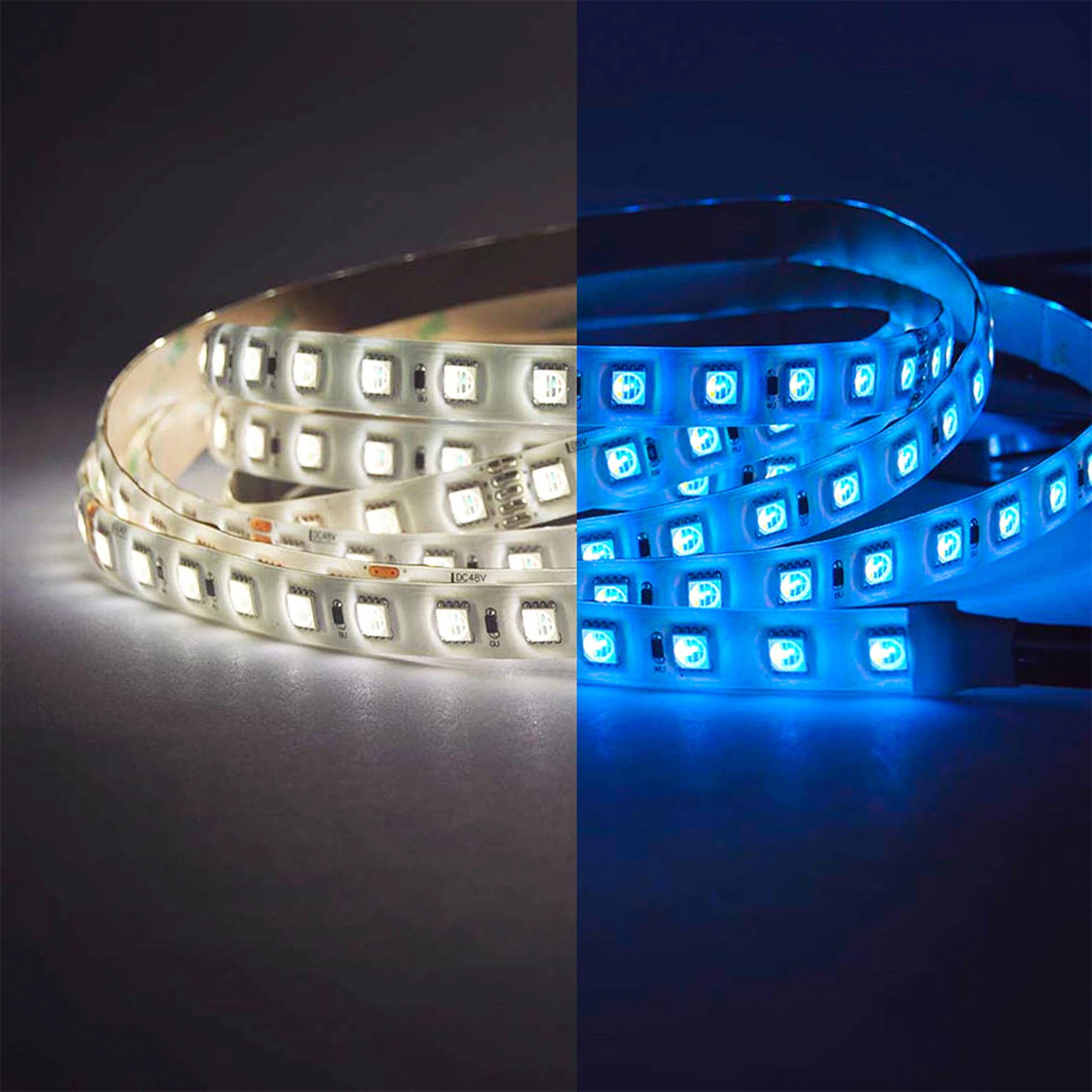 48V wasserfester LED Streifen - RGBW - IP65 - 72 LEDs je Meter - alle 16,7cm teilbar - 1216,7cm - 876 LED Chips - 140 Watt - 4038 Lumen - 100cm Eingangskabel mit offenen Kabelenden 5polig