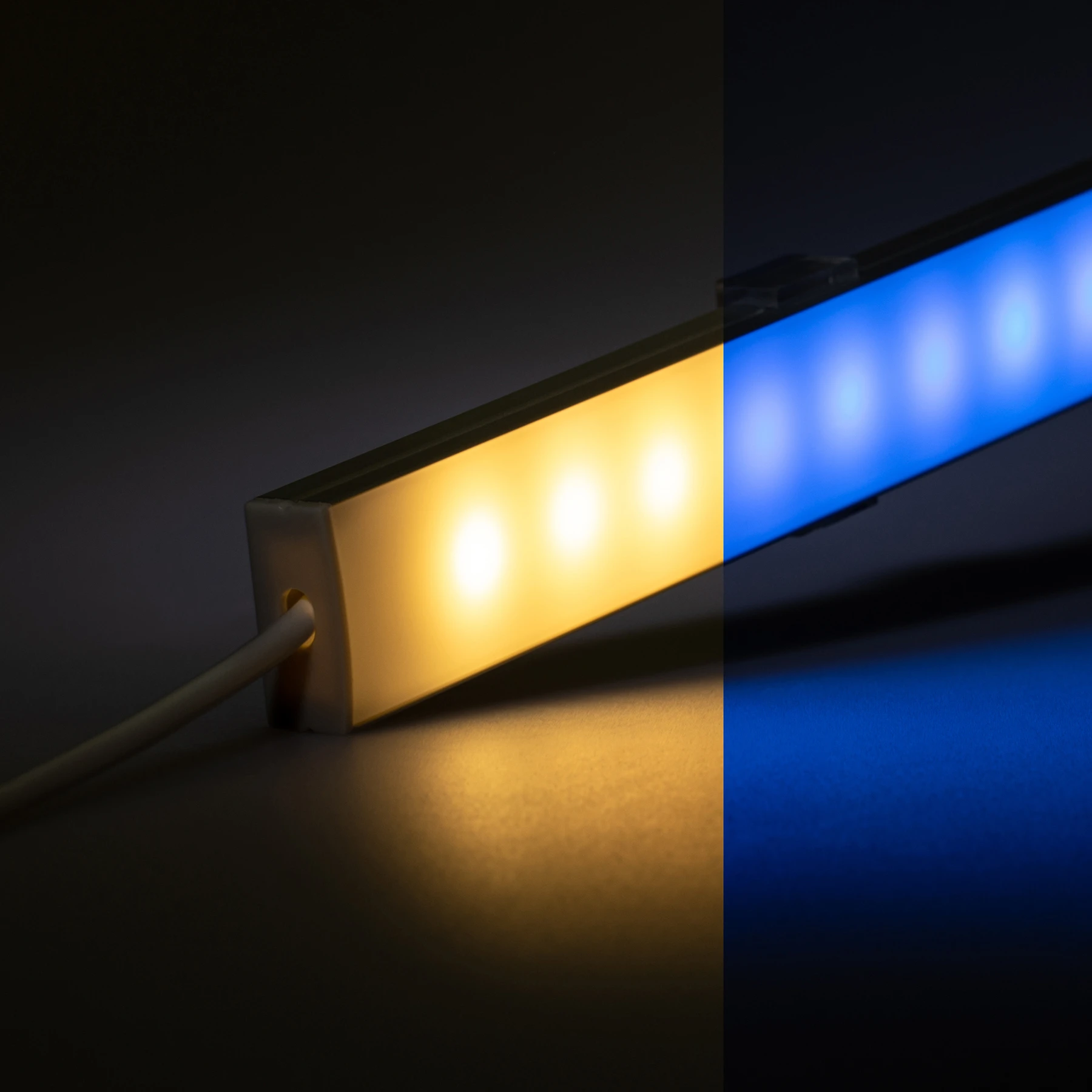 24V Slim-Line Aluminium LED Leiste - RGBWW (RGB + warmweiß) - diffuse Abdeckung - bis 3m Länge