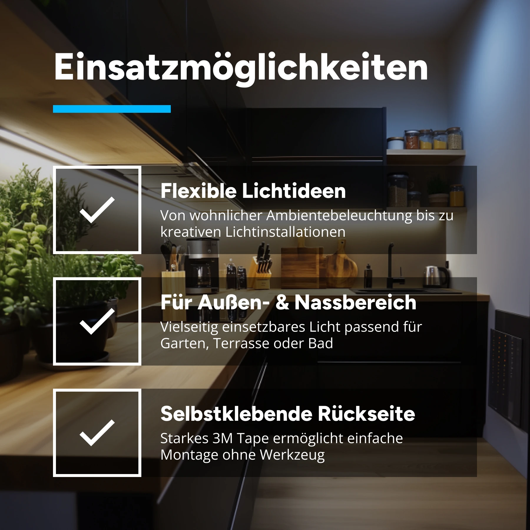 12V wasserfester LED Streifen - Weiß - IP67 - 60 LEDs je Meter - alle 5cm teilbar - 765cm - 459 LED Chips - 110,2 Watt - 7344 Lumen - 15cm Eingangskabel mit offenen Enden