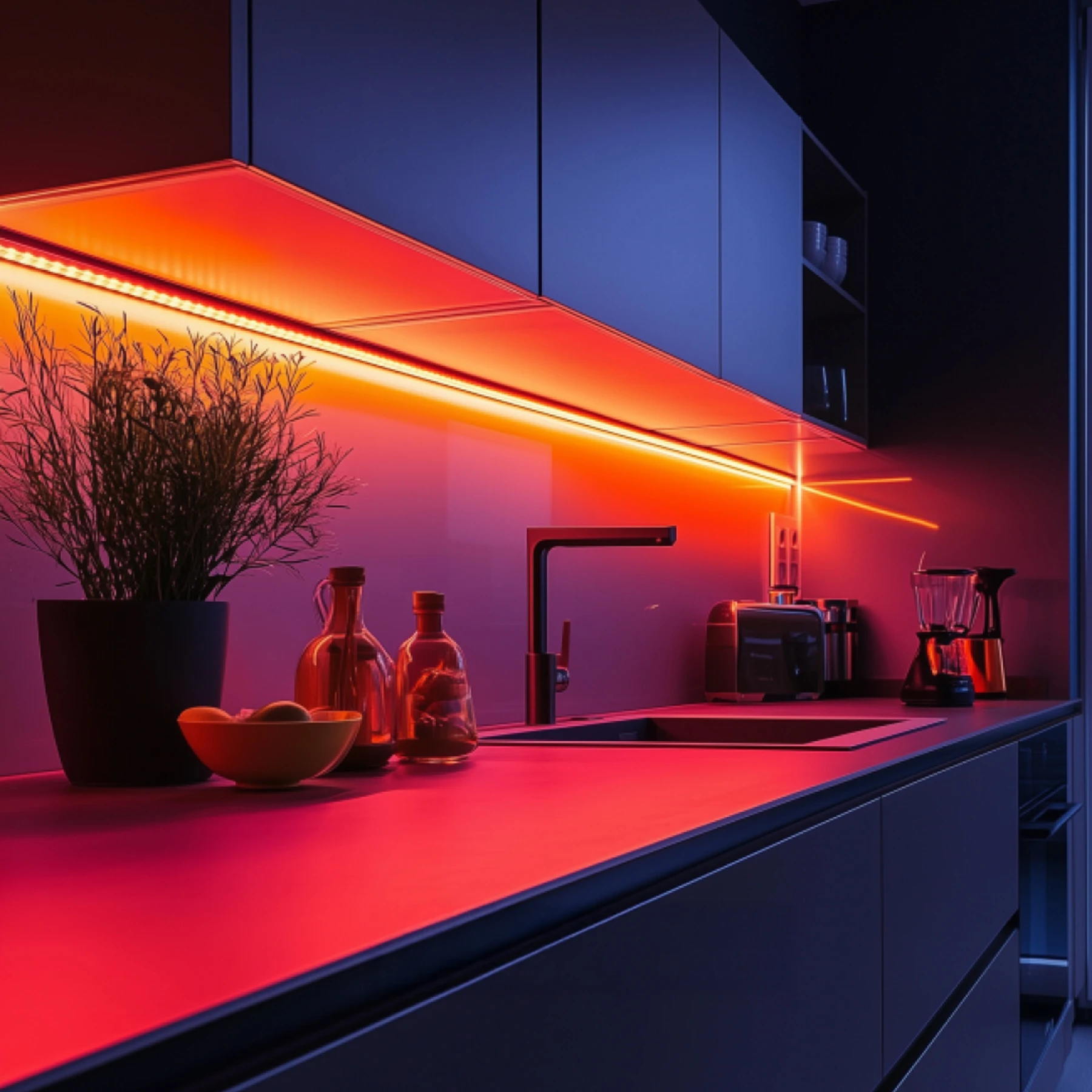 24V White Line LED Eckleiste - COB - RGB - diffuse Abdeckung - 33cm - 252 LED Chips - 4,5 Watt - 224 Lumen - mit Ausgangskabel ( zum Anschluss einer weiteren LED- Leiste )