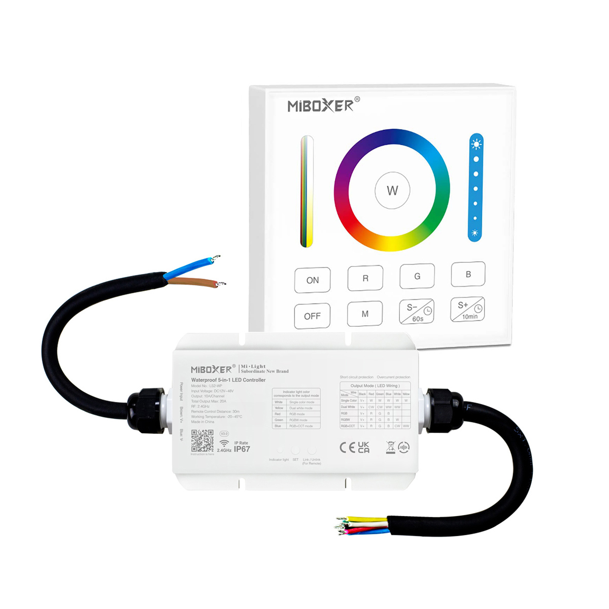 LED Funk Controller Set - 1 Zone - 5 Kanal - RGB+CCT - Fernbedienung (2,4 GHz) - IP67 wasserfest
