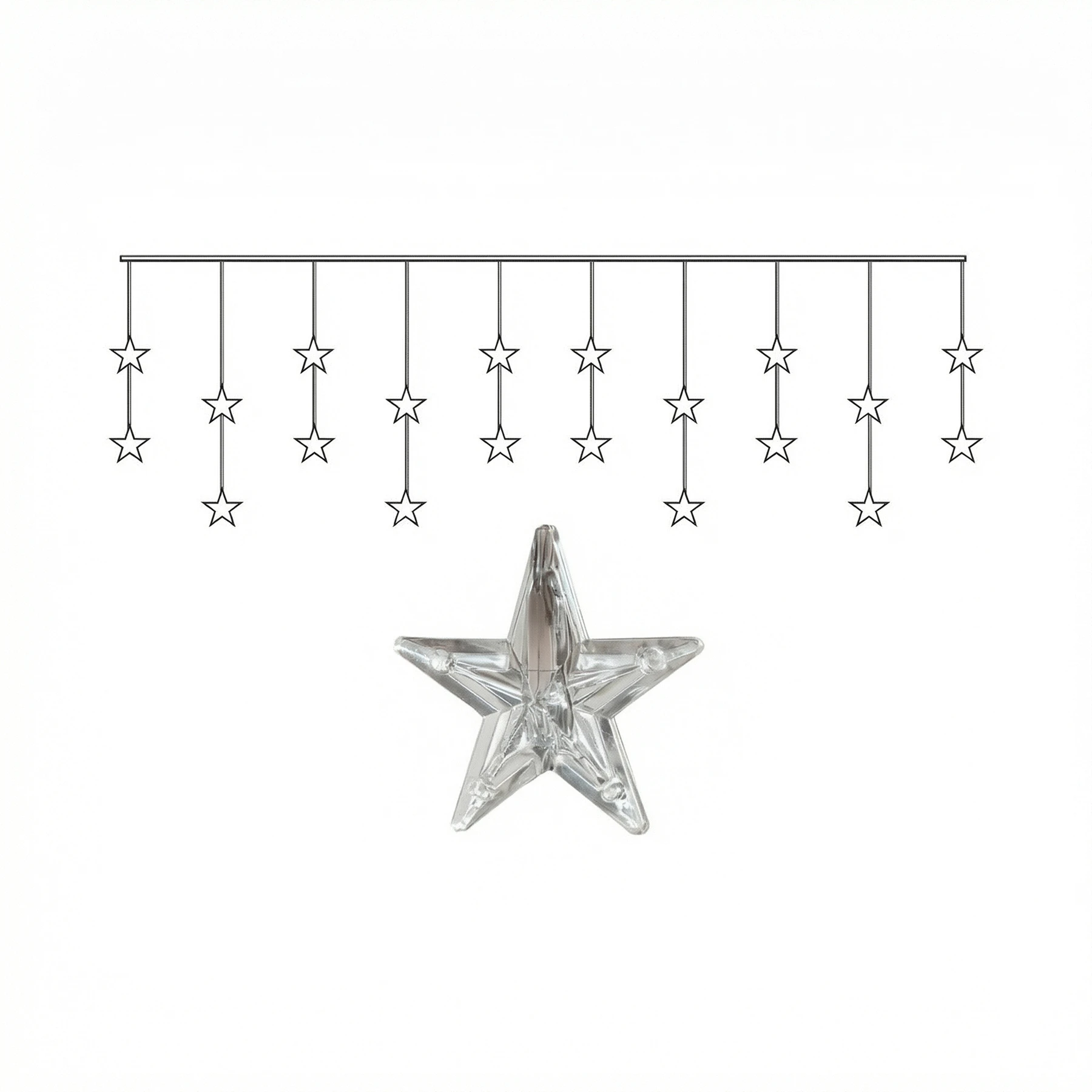 Star Curtain - Lichtervorhang für innen - 1,8 m - 20 LEDs - Netzbetrieb - Warmweiß