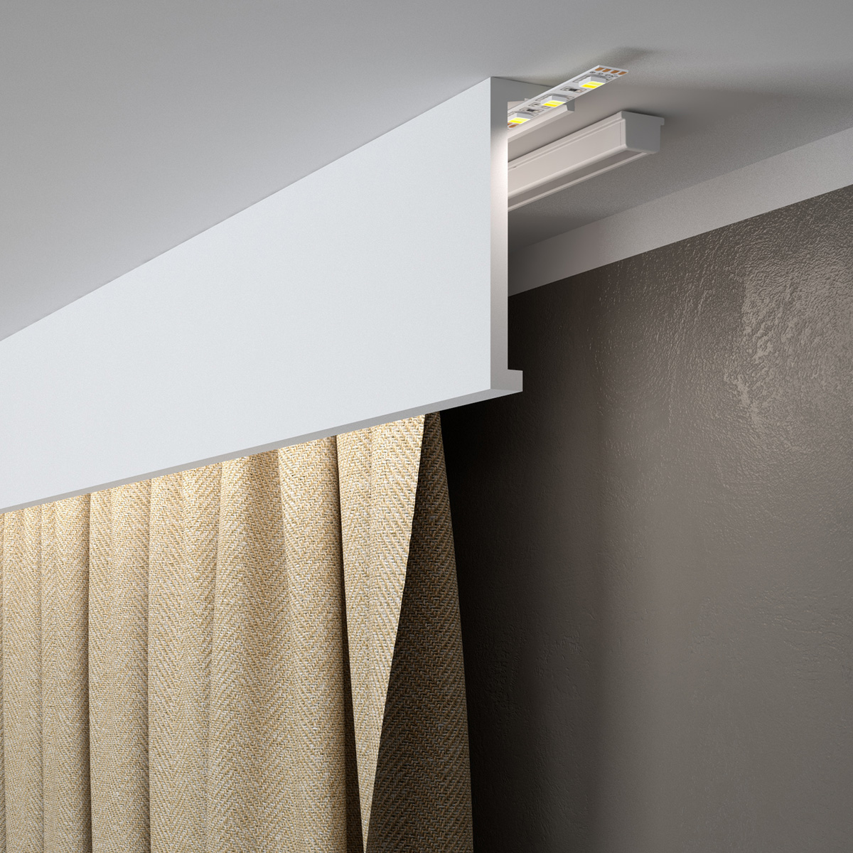LED Stuckleiste, Gardinenleiste, indirekt, 12 x 4 x 200cm