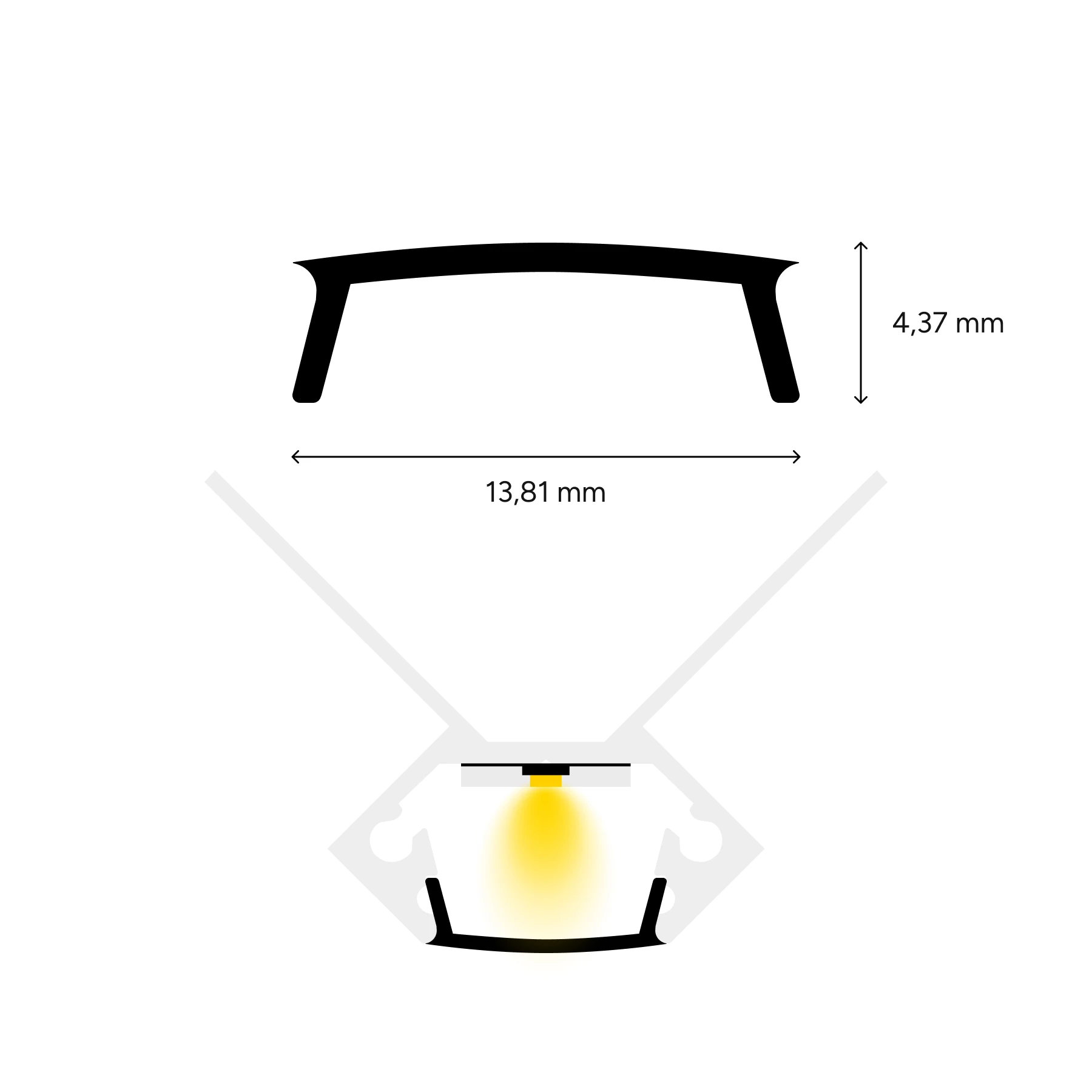 diffuse Abdeckung für LED Fliesenprofil - Außenecke, CC-16 - 100cm Länge