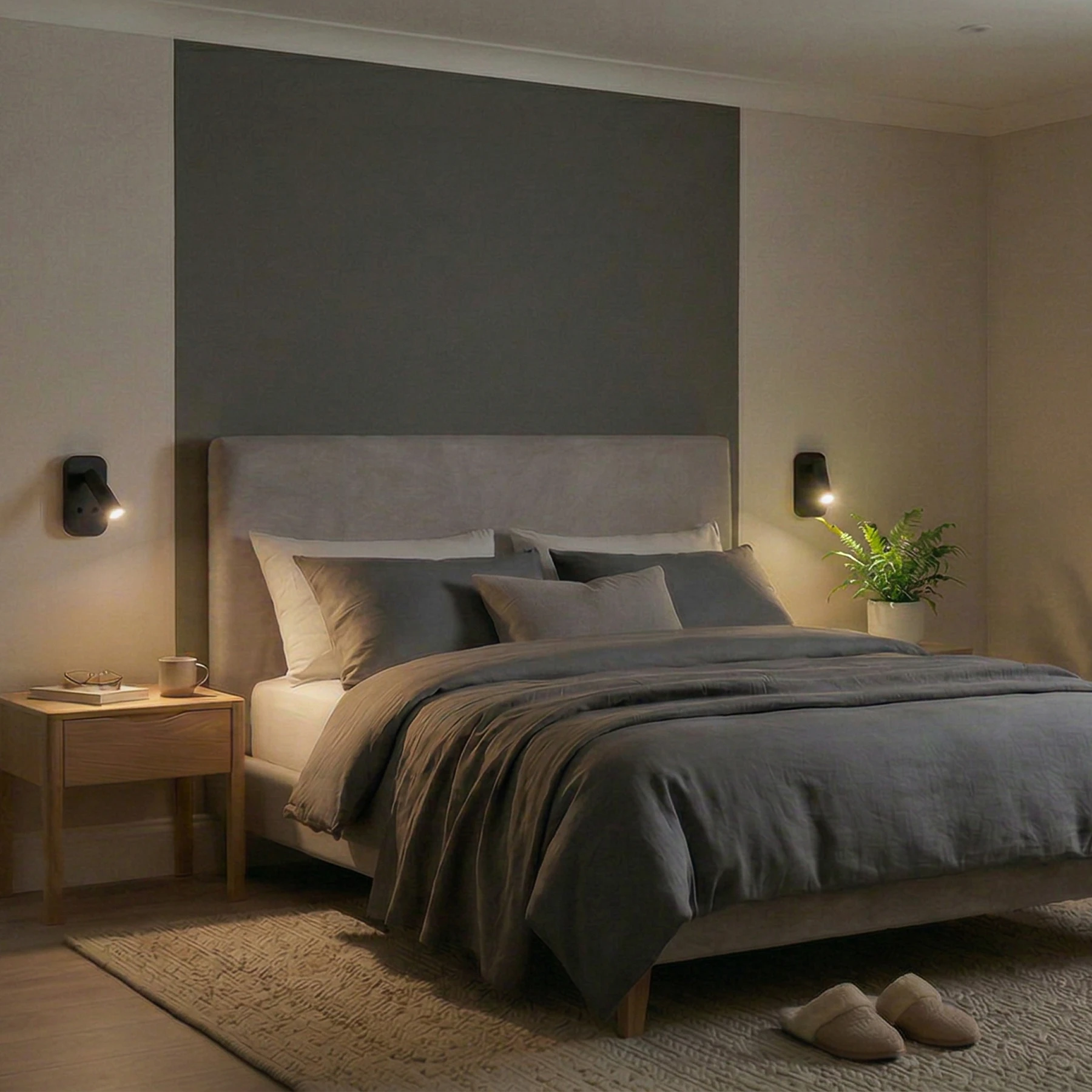 Wandleuchte indoor in schwarz - 6 W + 3 W - Lichtfarbe: warmweiß/ neutralweiß