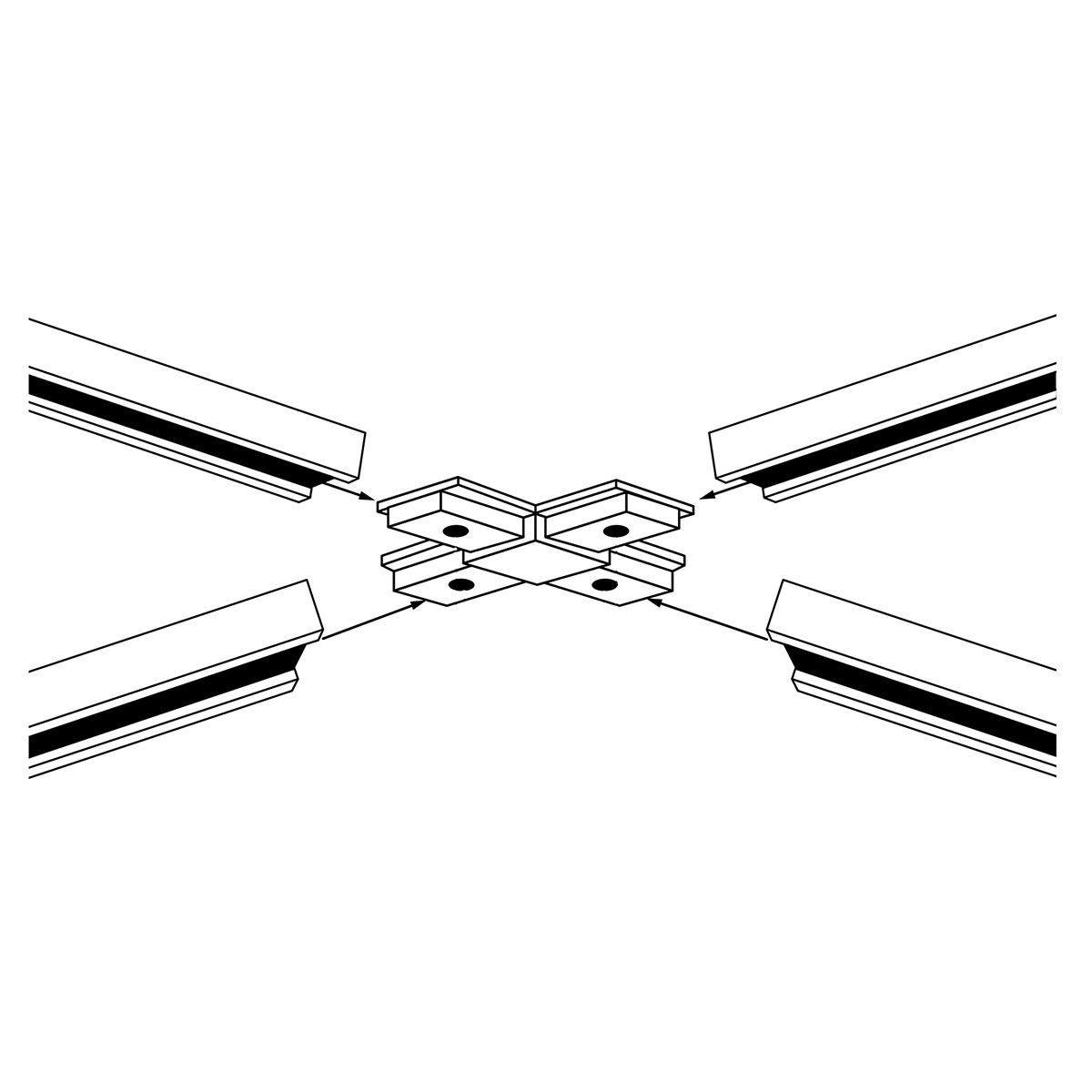 Ideus, X - Verbinder für 1-Phasen - 230V Stromschienensystem - schwarz
