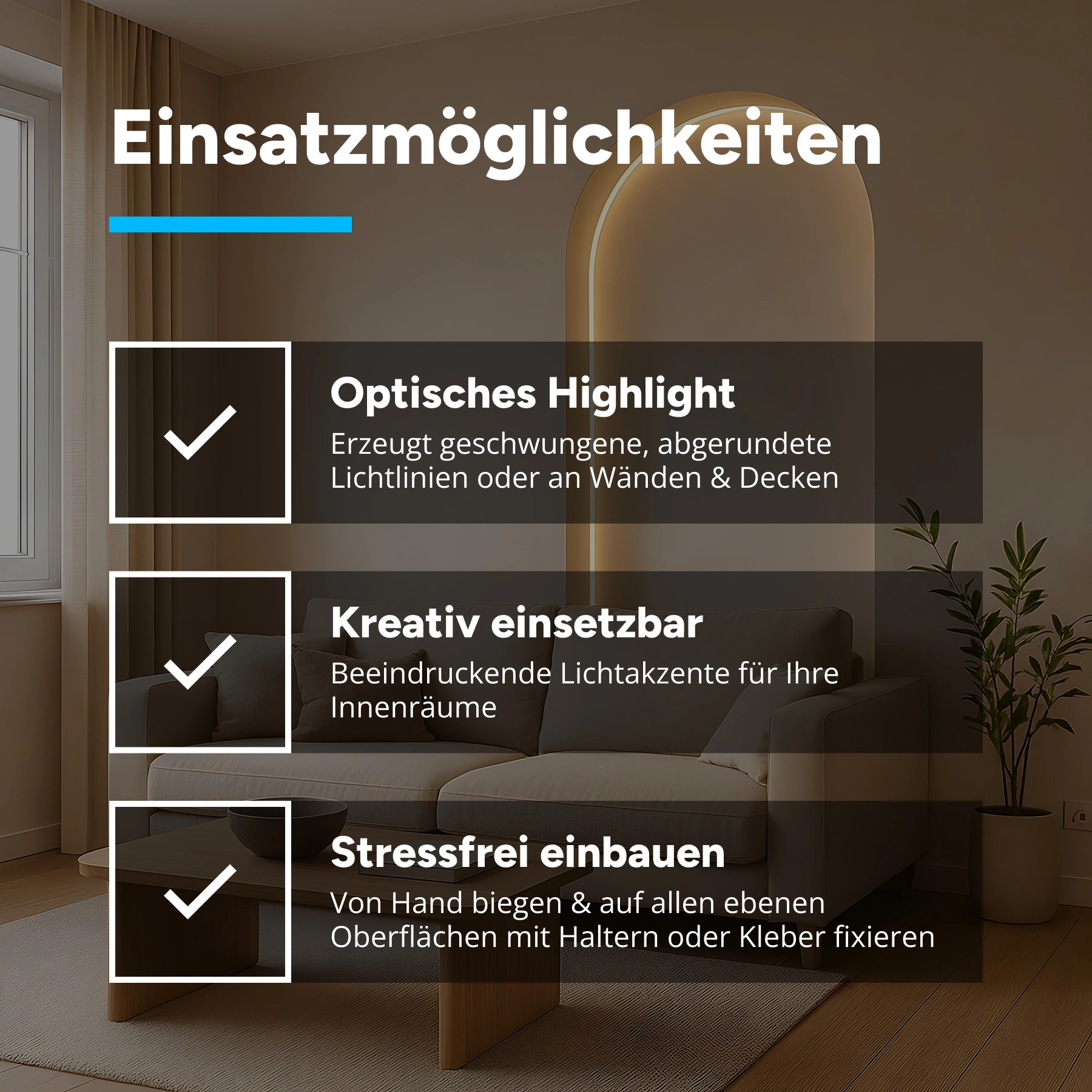 24V flexible Aluminium LED Leiste - warmweiß - diffuse Abdeckung - 33cm - 144 LED Chips - 4 Watt - 360 Lumen