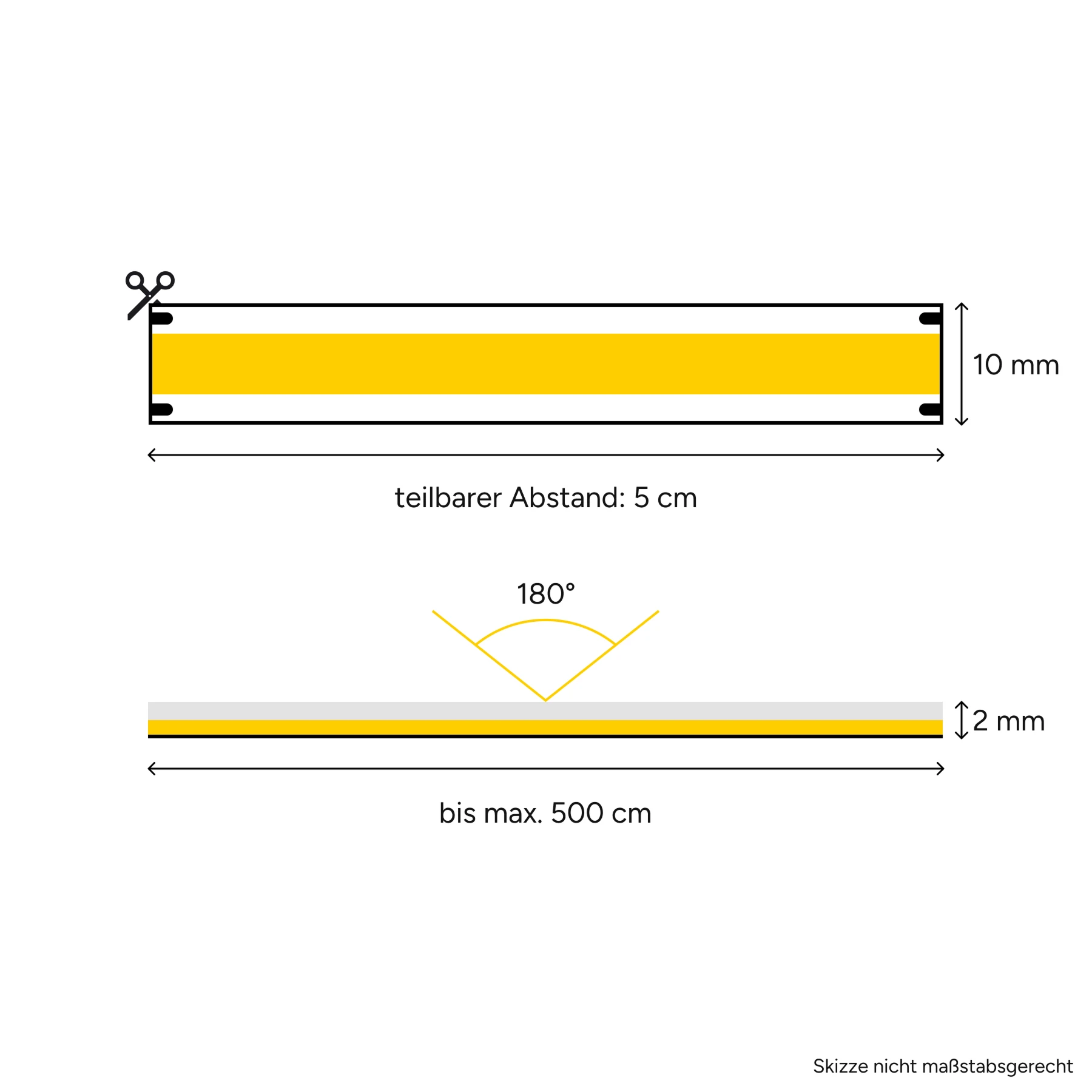 24V COB LED Streifen – warmweiß – alle 5cm teilbar - 150cm - 720 LED Chips - 18 Watt - 1800 Lumen - mit 2 Steckerbuchsen - kein Löten - kein Anschlußkabel zum Netzteil