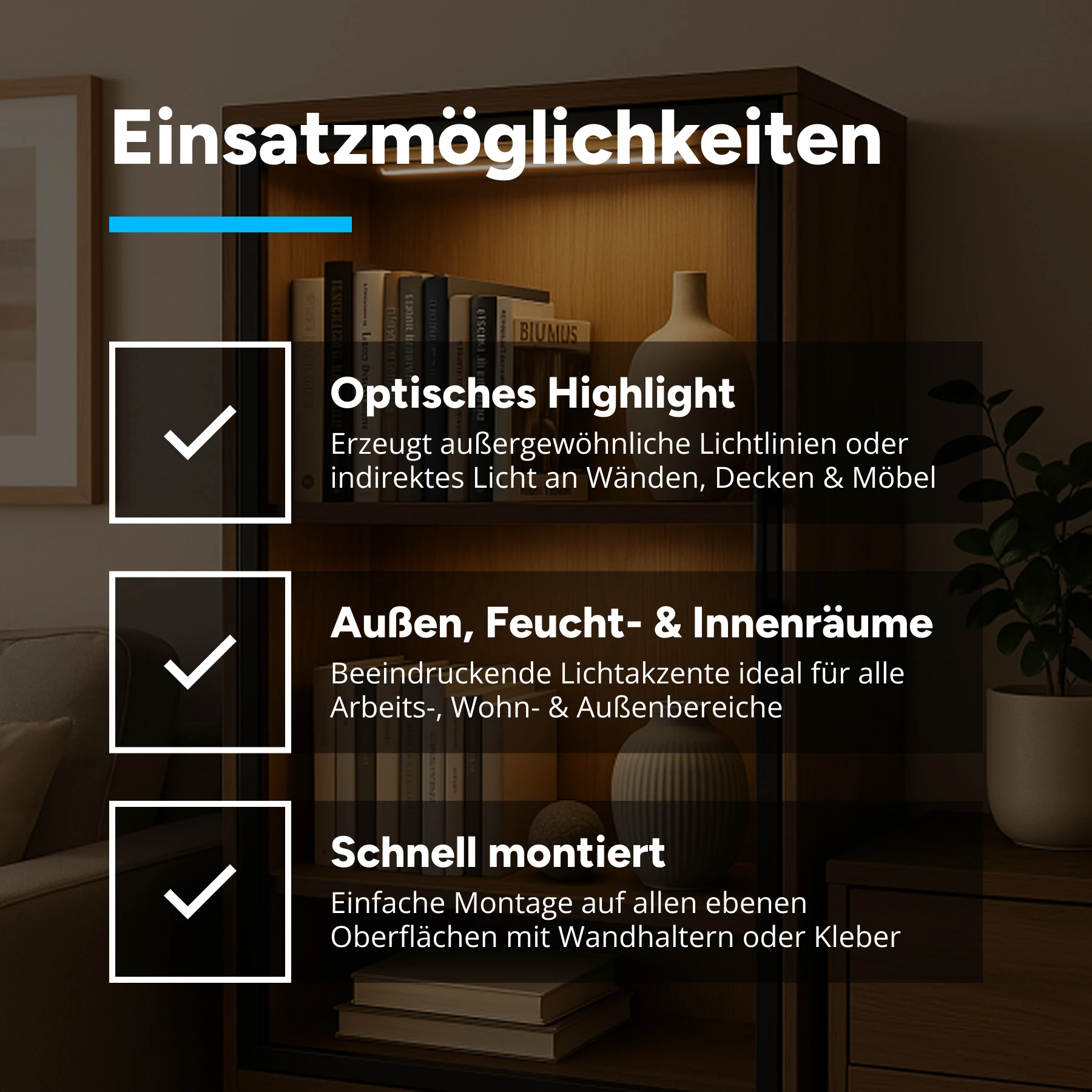 Aluminium LED Türschwellen Profil, 5,23 x 0,8 x 147cm - mit diffuser Abdeckung - ohne Endkappen