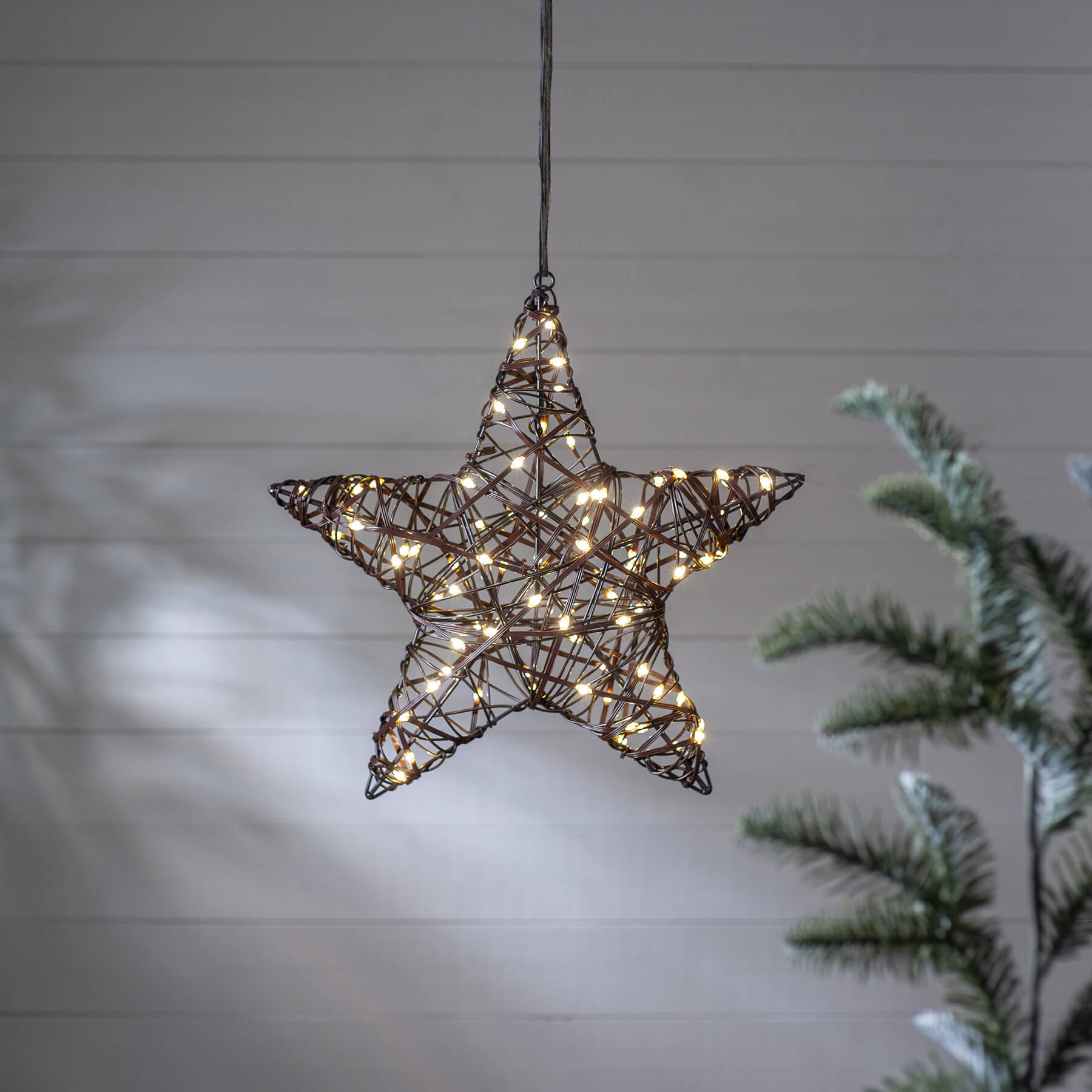 Star 50 - Weihnachtsdeko für außen - Rattan Stern - Netzbetrieb - Lichtfarbe: Warmweiß