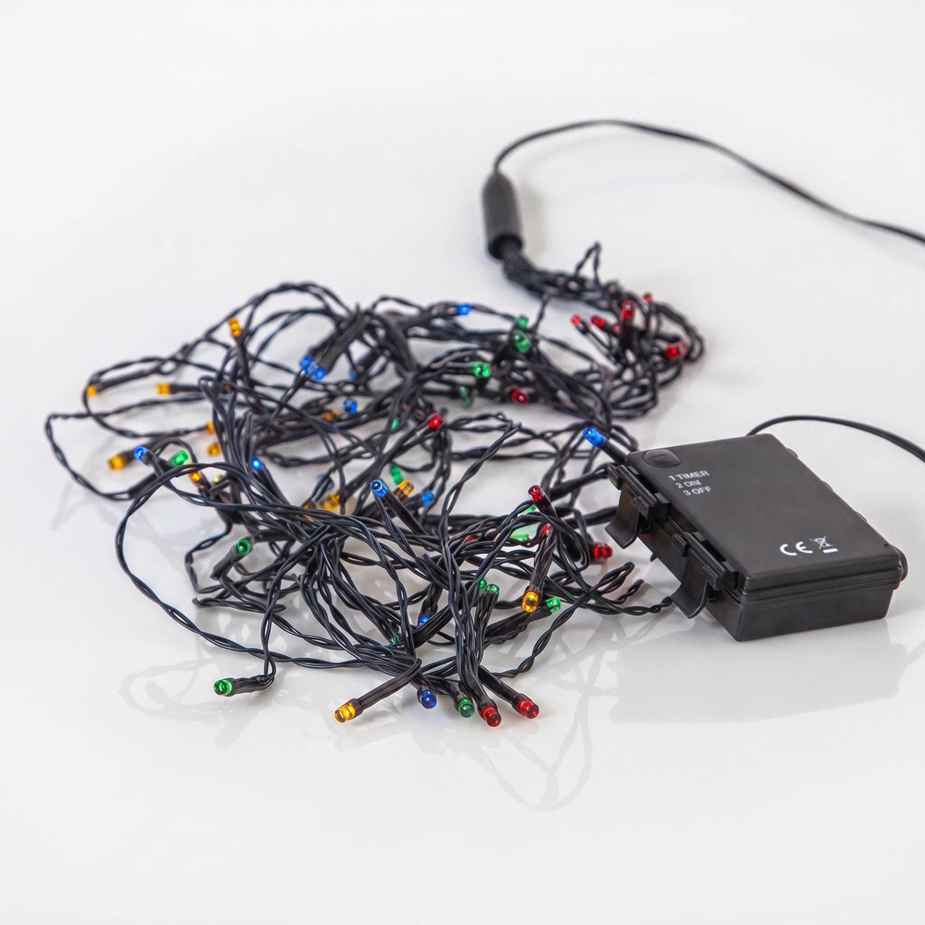 Lichterkette für außen - 2,7 m - 64 LEDs - Timer - Batteriebetrieb - Mehrfarbig