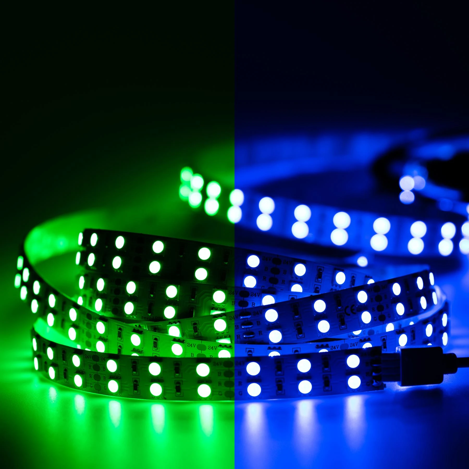 24V Double-Line RGB LED-Streifen - 120x 5050 RGB LEDs  je Meter  - ohne Steckerbuchsen - Löten erforderlich - 5cm mit 6 RGB-LEDs  - 1,44Watt