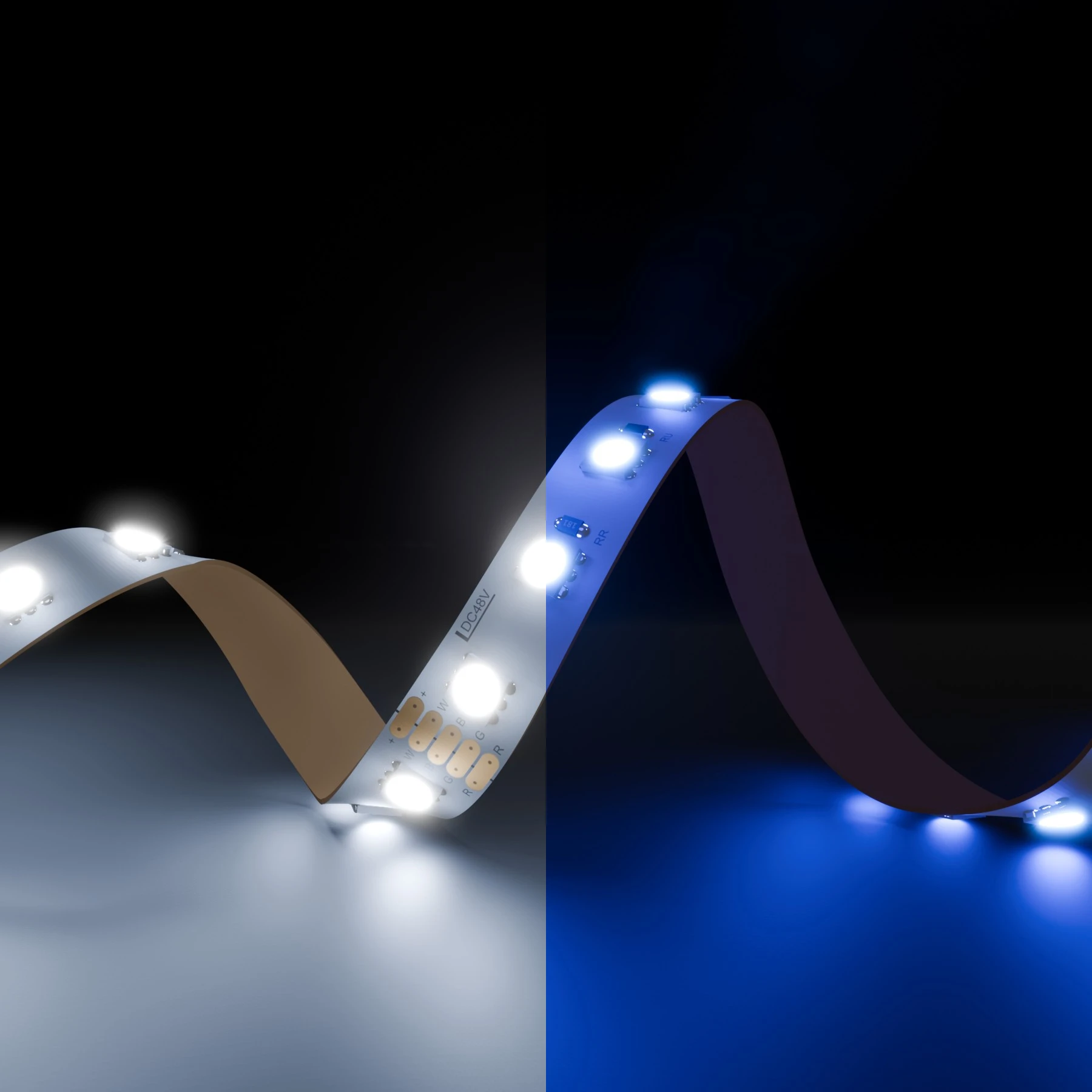 48V LED Streifen - RGBW - 72 LEDs je Meter - alle 16,7cm teilbar
