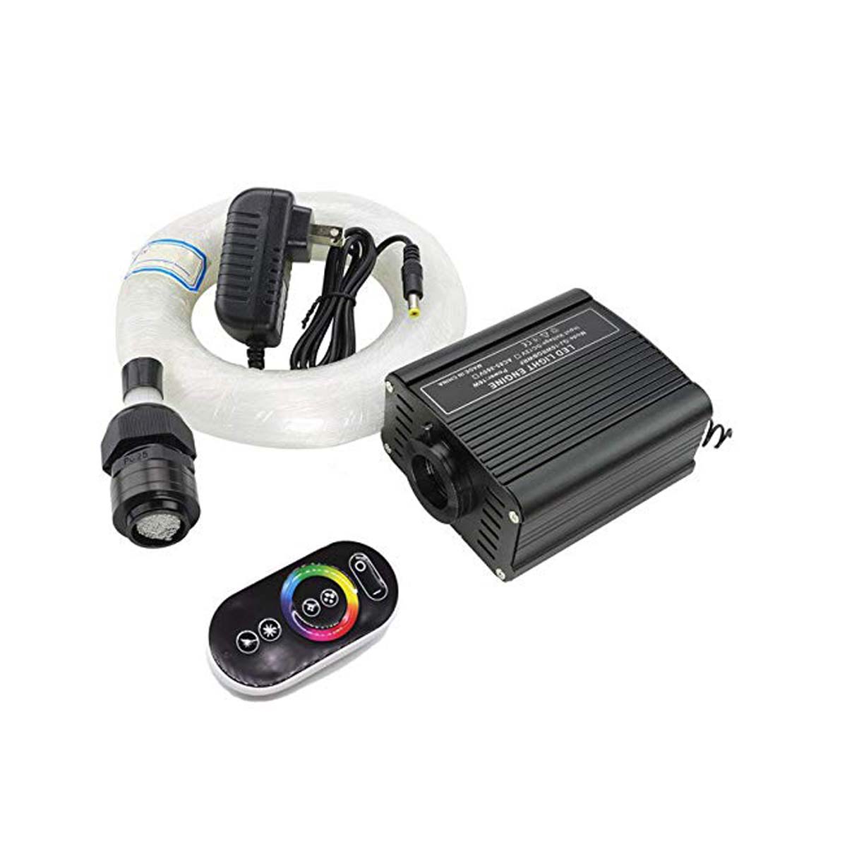 Sauna Beleuchtungsset 12V, 16W, 80 Farben, 15 Lichtprogramme, 80 Fasern a Ø 2mm  in 2m Länge