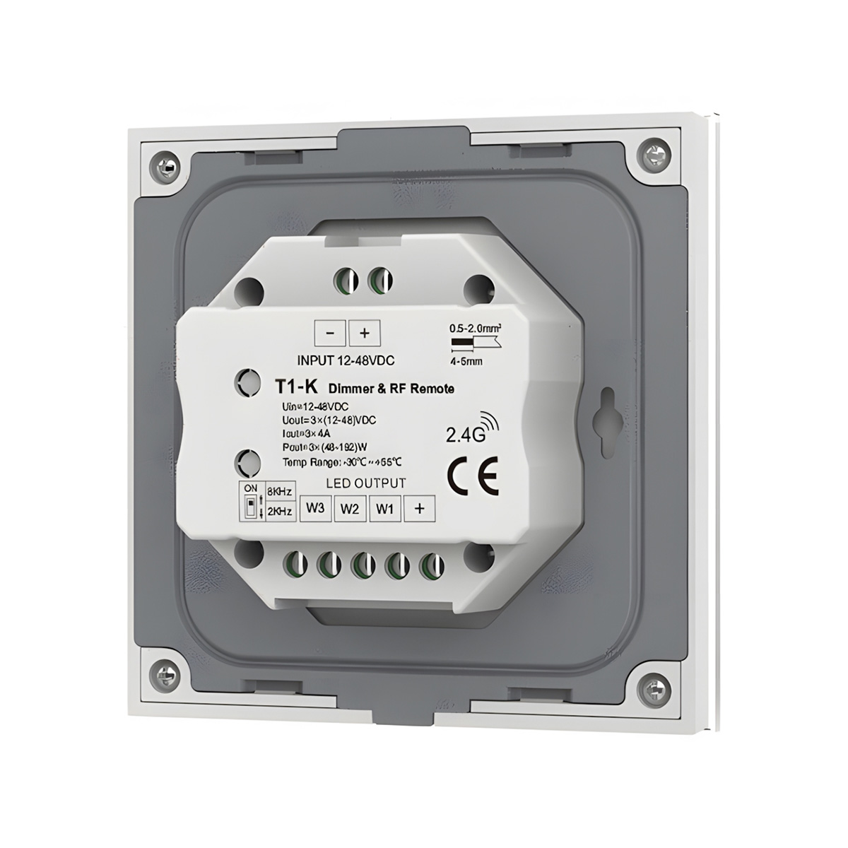 Wand-Einbaudimmer 1 Kanal mit Drehregler schwarz 12-48V DC