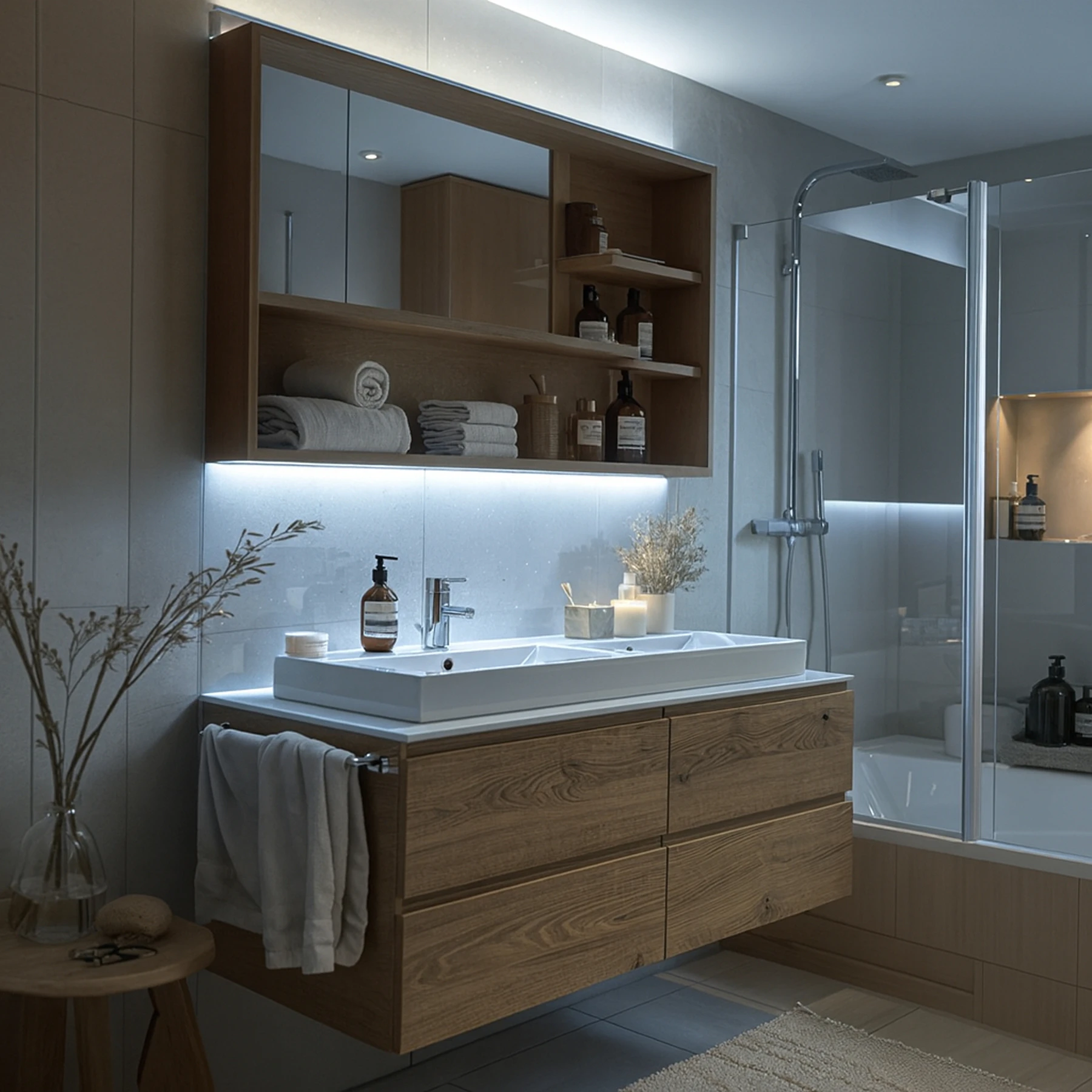 24V wasserfeste Aluminium LED Eck Leiste rund – weiß – diffus - IP65 - 23cm - 28 LEDs - 4 Watt - 440 Lumen - 100cm Eingangskabel mit offenen Enden - ohne Ausgangskabel (geschlossene Endkappe)