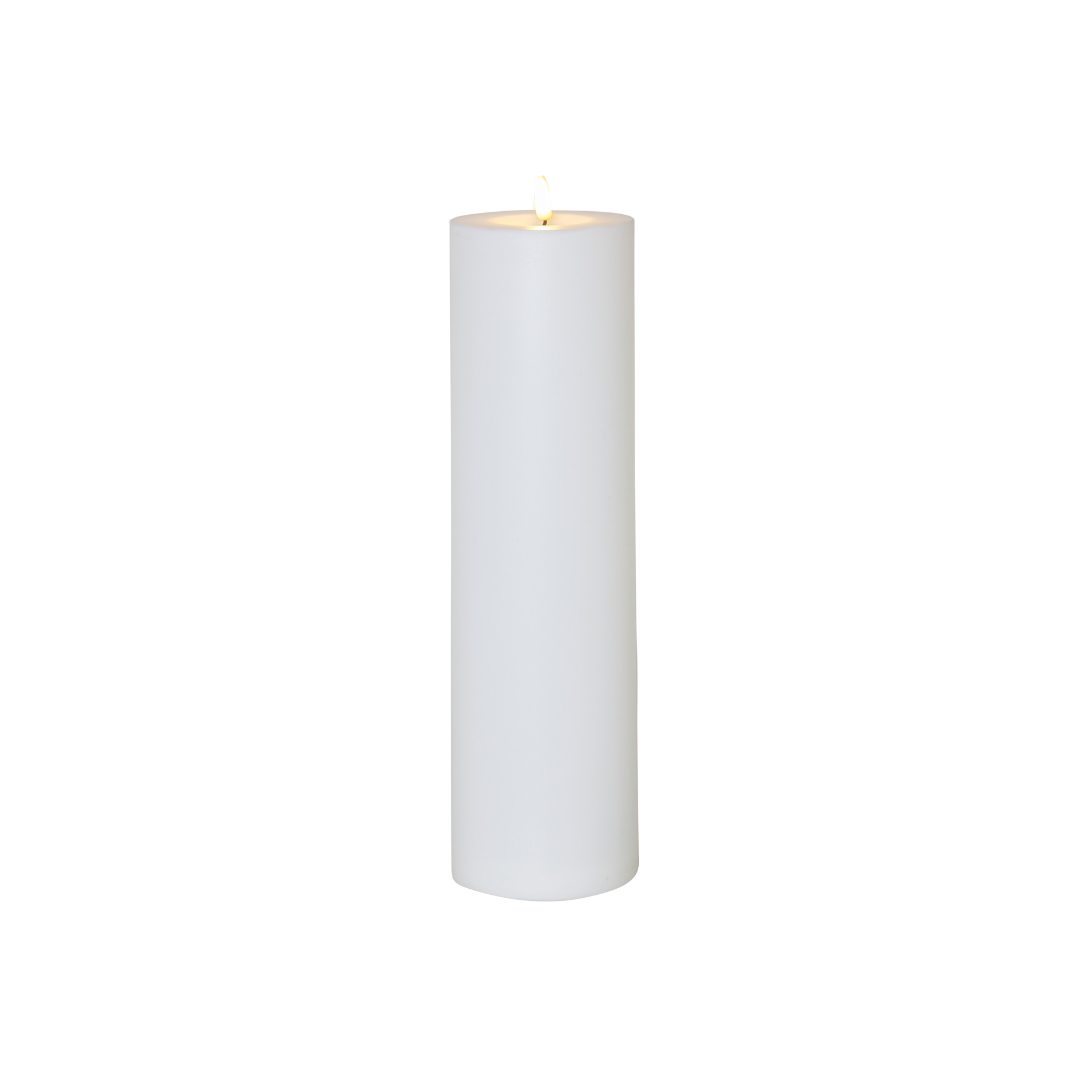 Flamme Rak - Kerze für außen - Weiß - Höhe: 37,5 cm - Batteriebetrieb - Timer - sanft flackernd