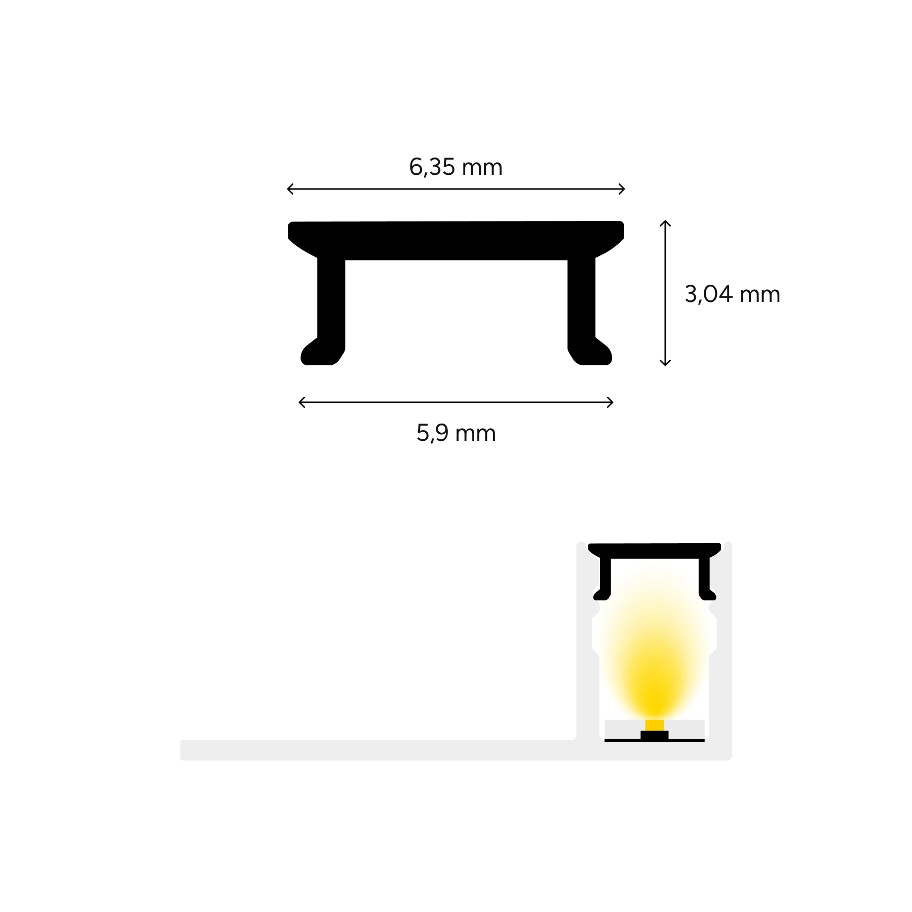 diffuse Abdeckung für LED Fliesenabschlussprofil - schmal, CC-78 - 100cm Länge
