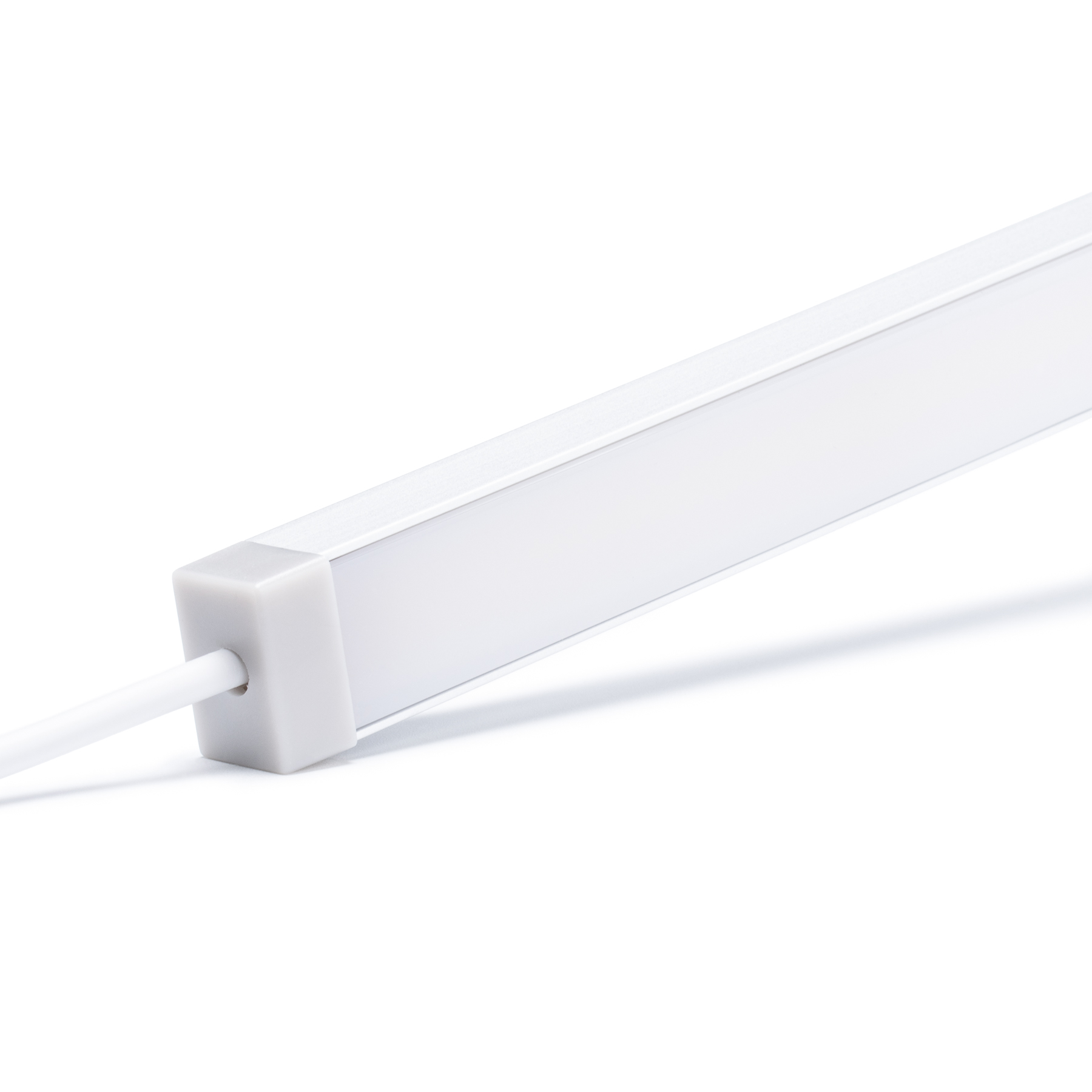 24V wasserfeste Aluminium COB LED Leiste - Farbtemperatur einstellbar - diffuse Abdeckung - IP65 - 33cm - 182 LED Chips - max. 6,6 Watt - 660 Lumen - 100cm Eingangskabel mit offenen Enden - ohne Ausgangskabel (geschlossene Endkappe)