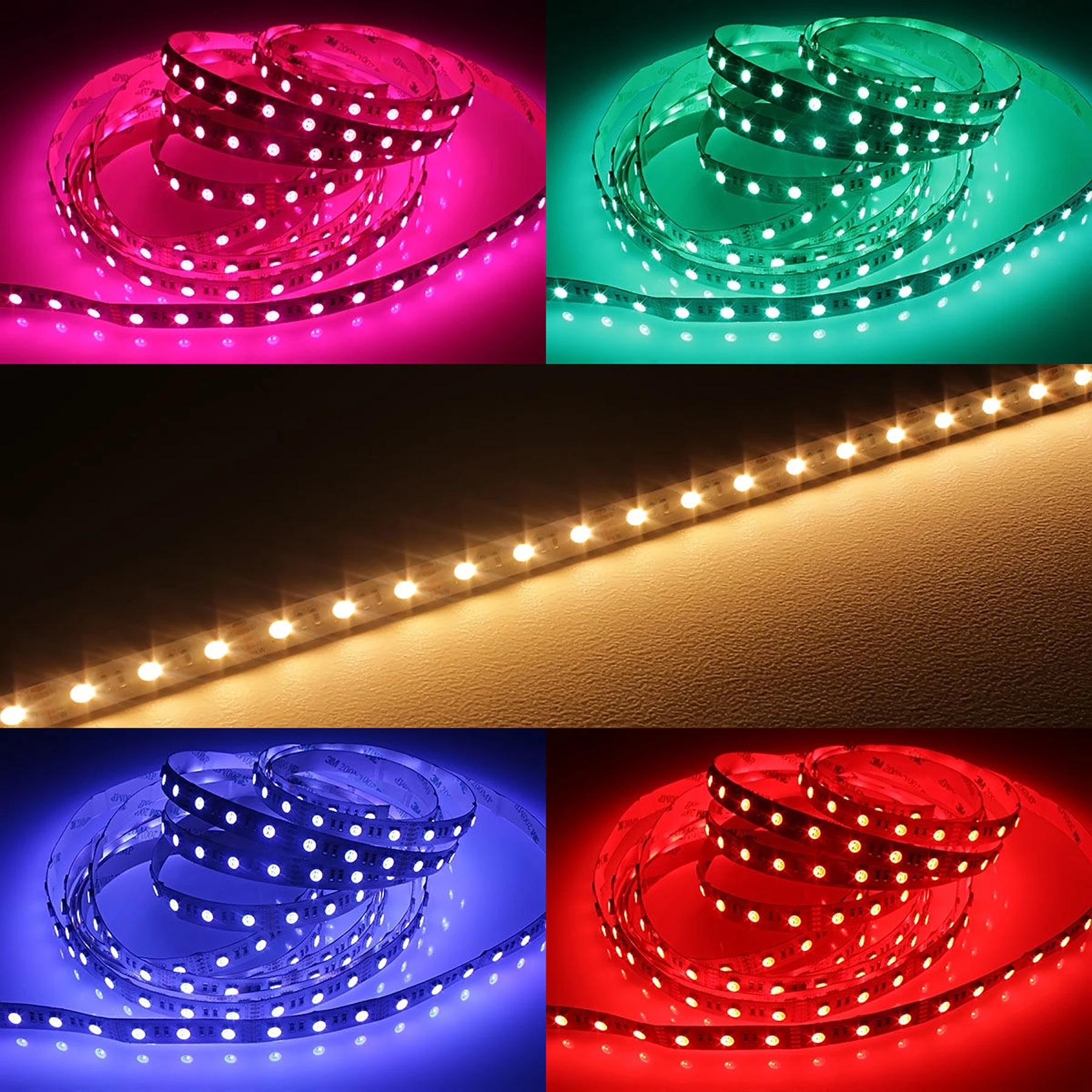 LED-Lichtband - RGB & warmweiss - je 5cm 3x RGBWW LEDs - 12V - ohne Steckerbuchsen - Löten erforderlich - 50cm mit 30 RGBWW-LEDs