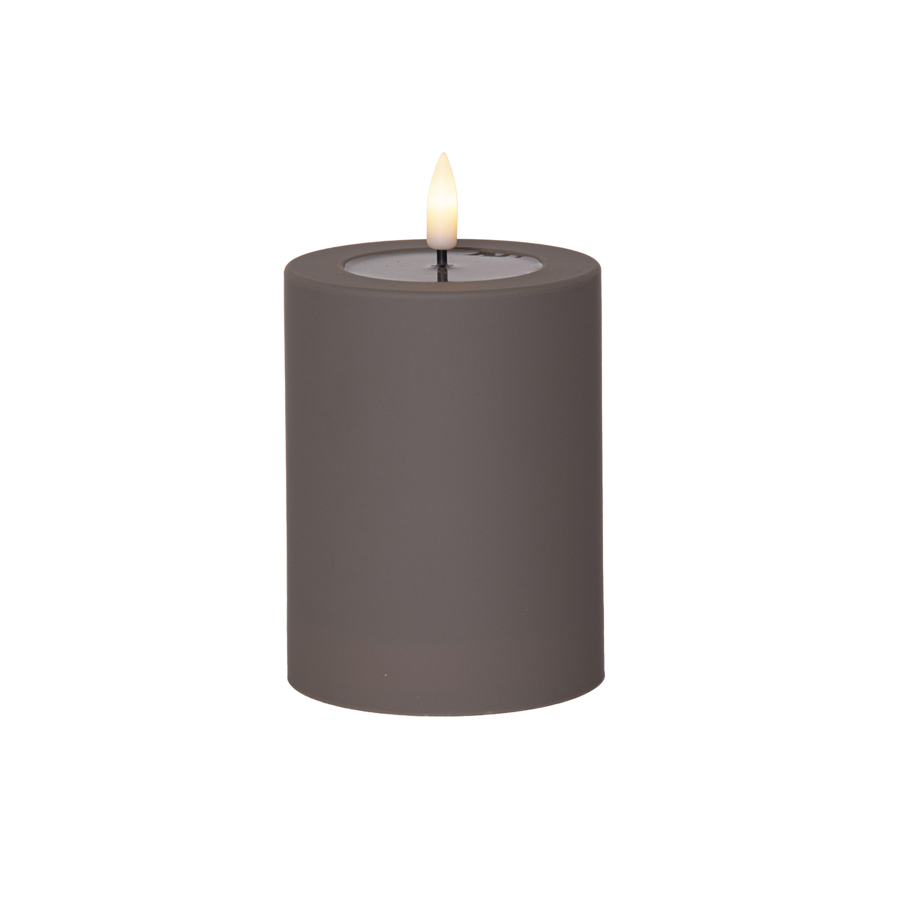 Flamme Soft - Kerze für außen - Braun - Höhe: 12,5 cm - Batteriebetrieb - Timer - flackernd