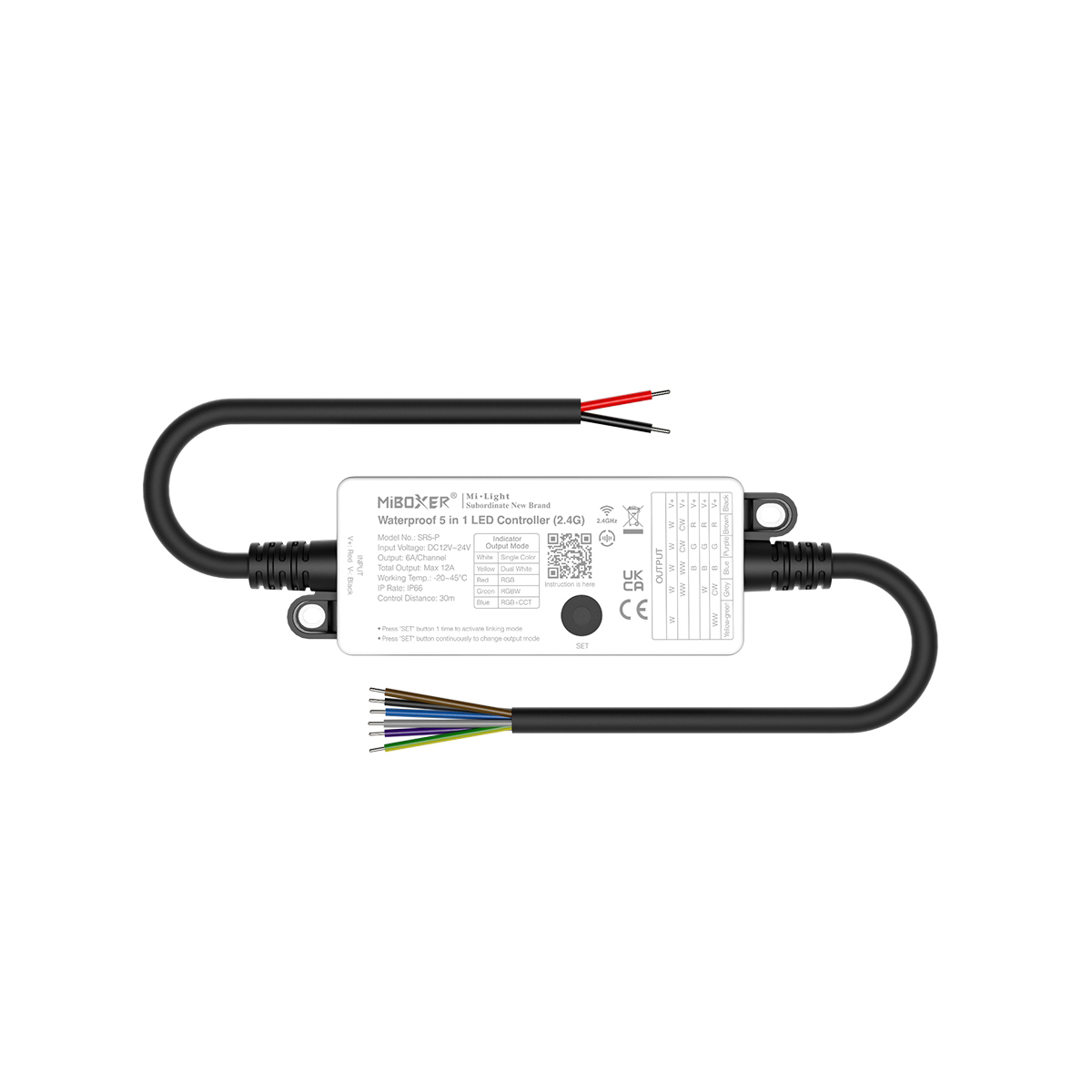 LED Funk Controller Set - 1 Zone - 5 Kanal - RGB+CCT - Fernbedienung (2,4 GHz) - IP66 wasserfest