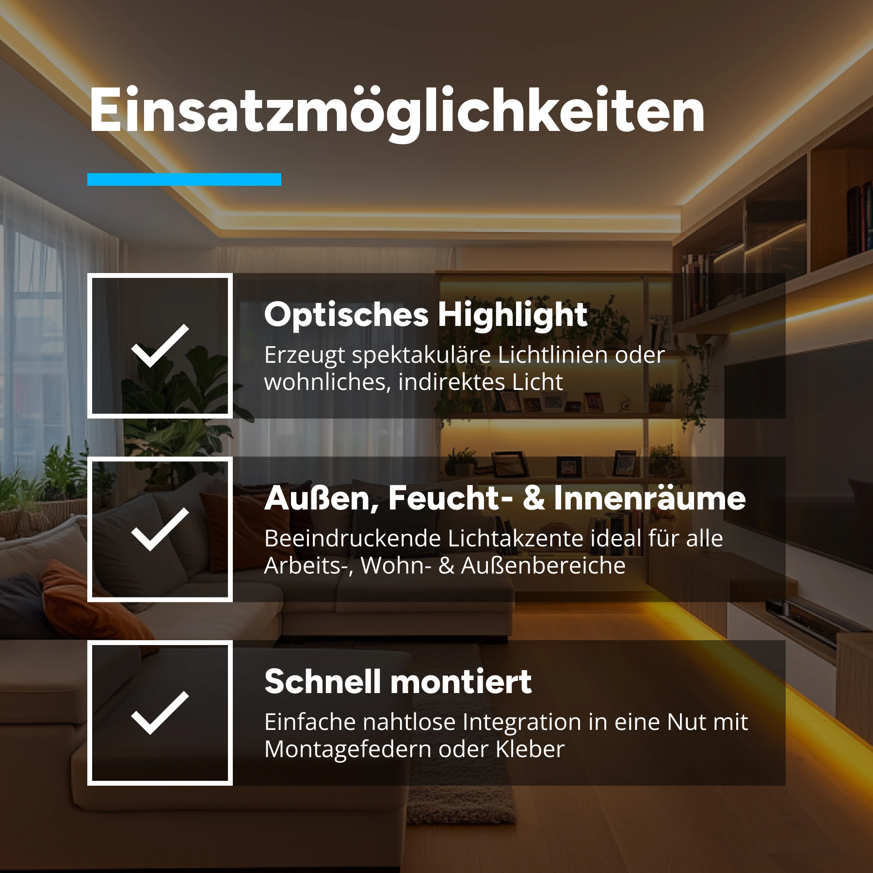 Aluminium LED Einbau Profil, ideal, 3,84 x 1,81 x 144cm - ohne Abdeckung - ohne Endkappen