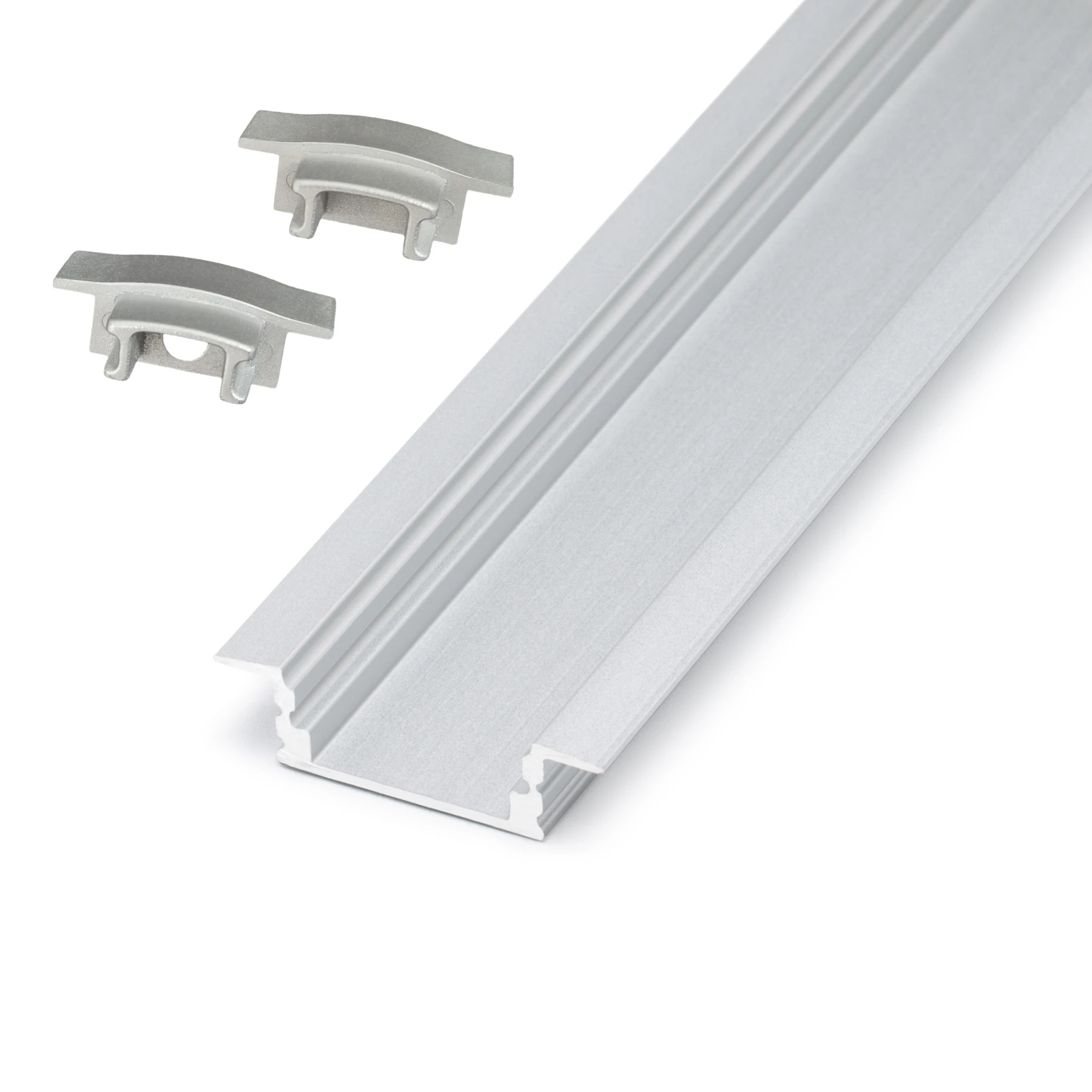 Aluminium LED Einbau Profil, slim, 2,32 x 0,8 x 22cm - ohne Abdeckung - 2er Set - einseitig mit Loch