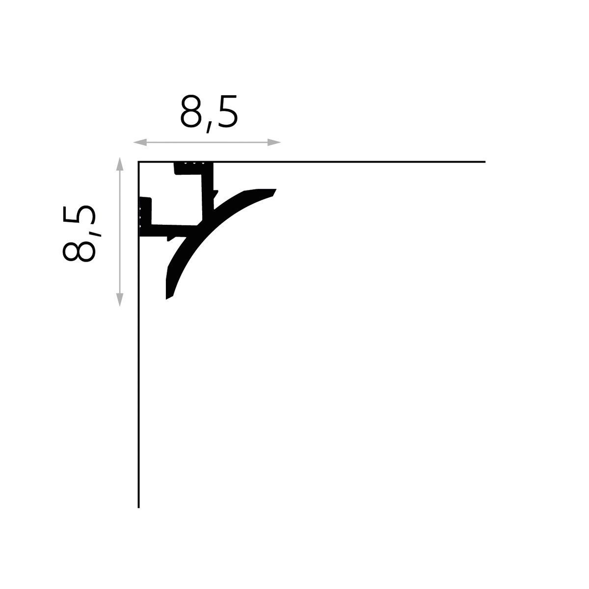 Lichtvouten Set, Dekorleiste, Stuckprofil mit 48V LED Streifen, Fernbedienung und Netzteil - 4 Meter fortlaufend - Warmweiß 2700K