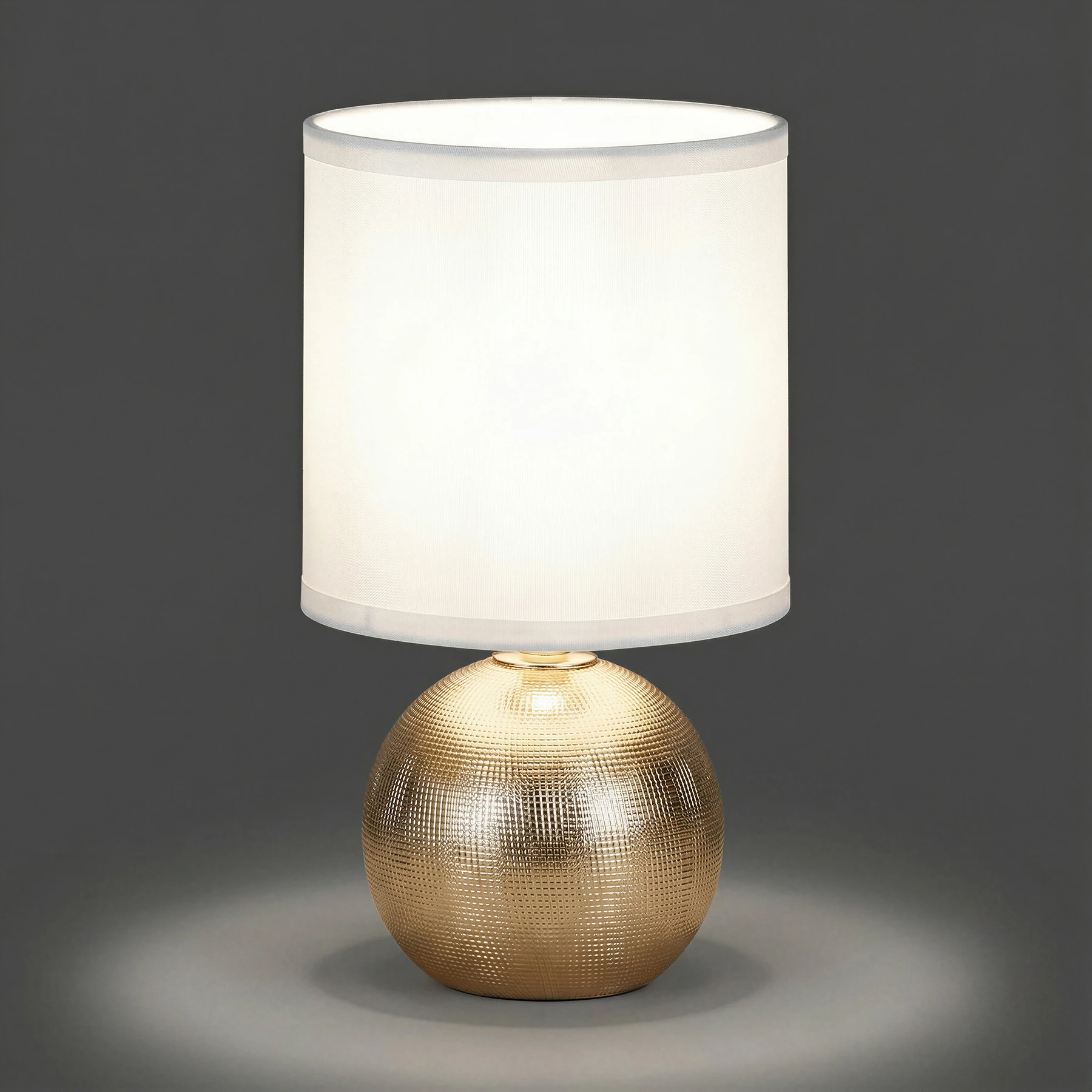 Nachttischleuchte in gold/weiß - Lichtfarbe: individuell wählbar