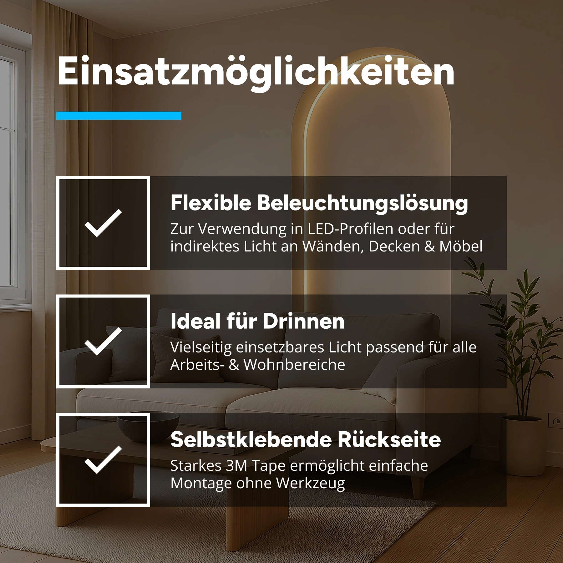 48V Zick Zack LED Streifen - neutralweiß - 72 LEDs je Meter - alle 16,7cm teilbar - 16,7cm - 12 LED Chips - 2 Watt - 150 Lumen - mit 50cm Eingangskabel