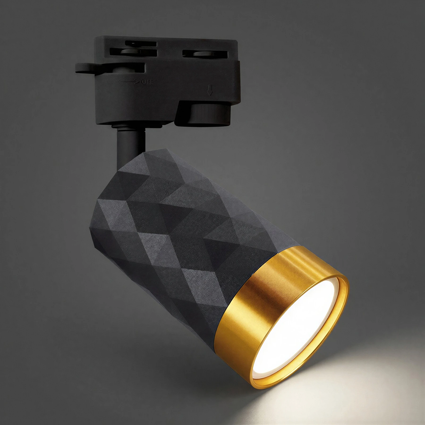 230V LED 1-Phasen Schienenleuchte in schwarz - gold - 35 W - GU10