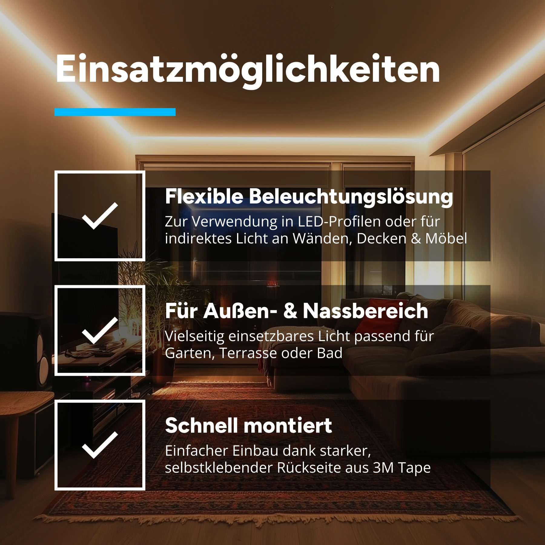 24V wasserfester COB LED Streifen - neutralweiß - IP65 - 8mm breit - alle 5cm teilbar - 10cm - 48 LED Chips - 0,9 Watt - 99 Lumen