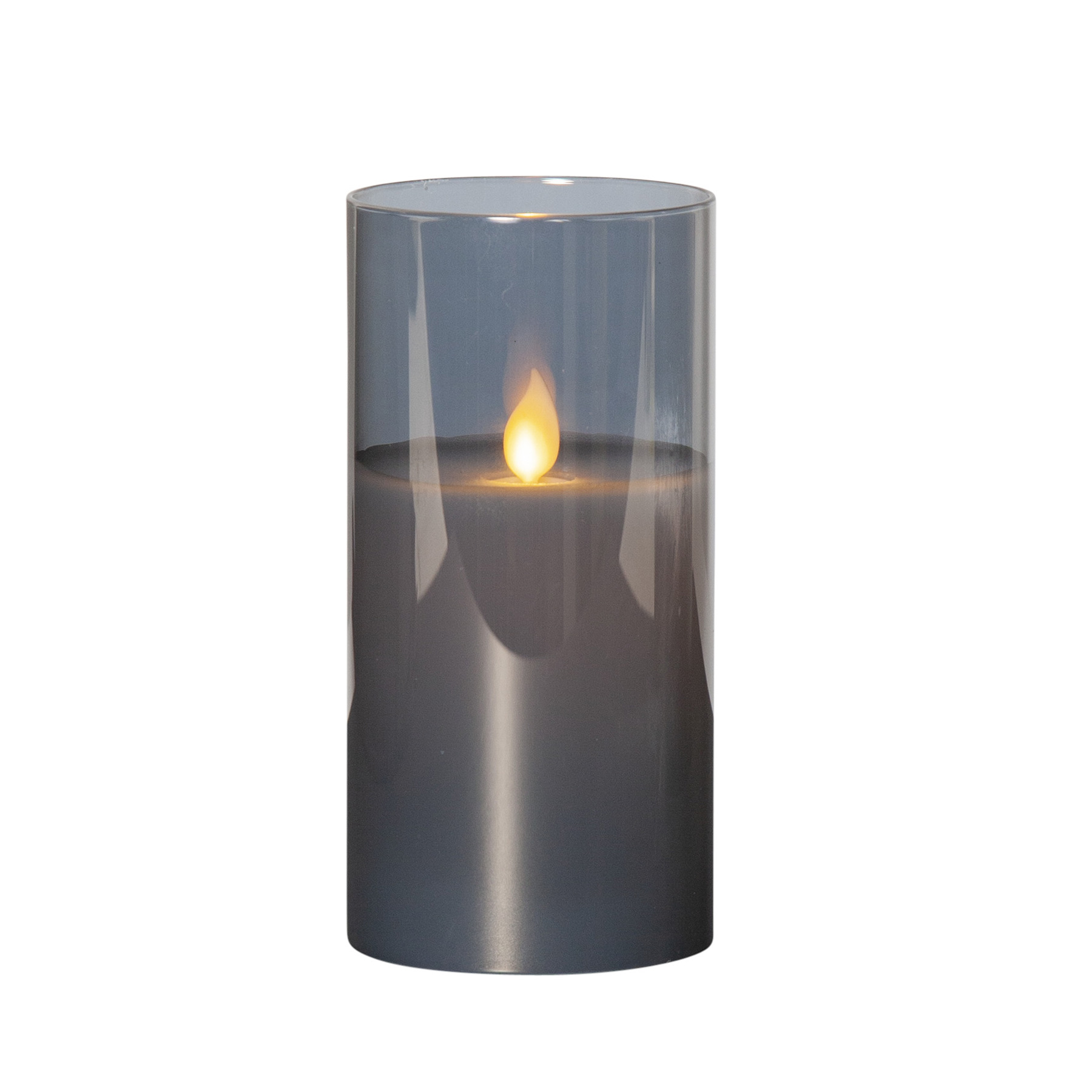 Twinkle - Kerze für innen - Rauchglas - Höhe: 15 cm - Batteriebetrieb - Timer - sanft flackernd