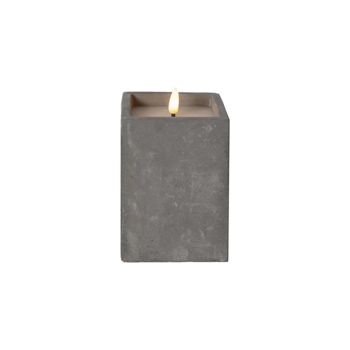 Flamme Cem - Kerze für innen - Grau - Höhe: 14,5 cm - Batteriebetrieb - Timer - flackernd