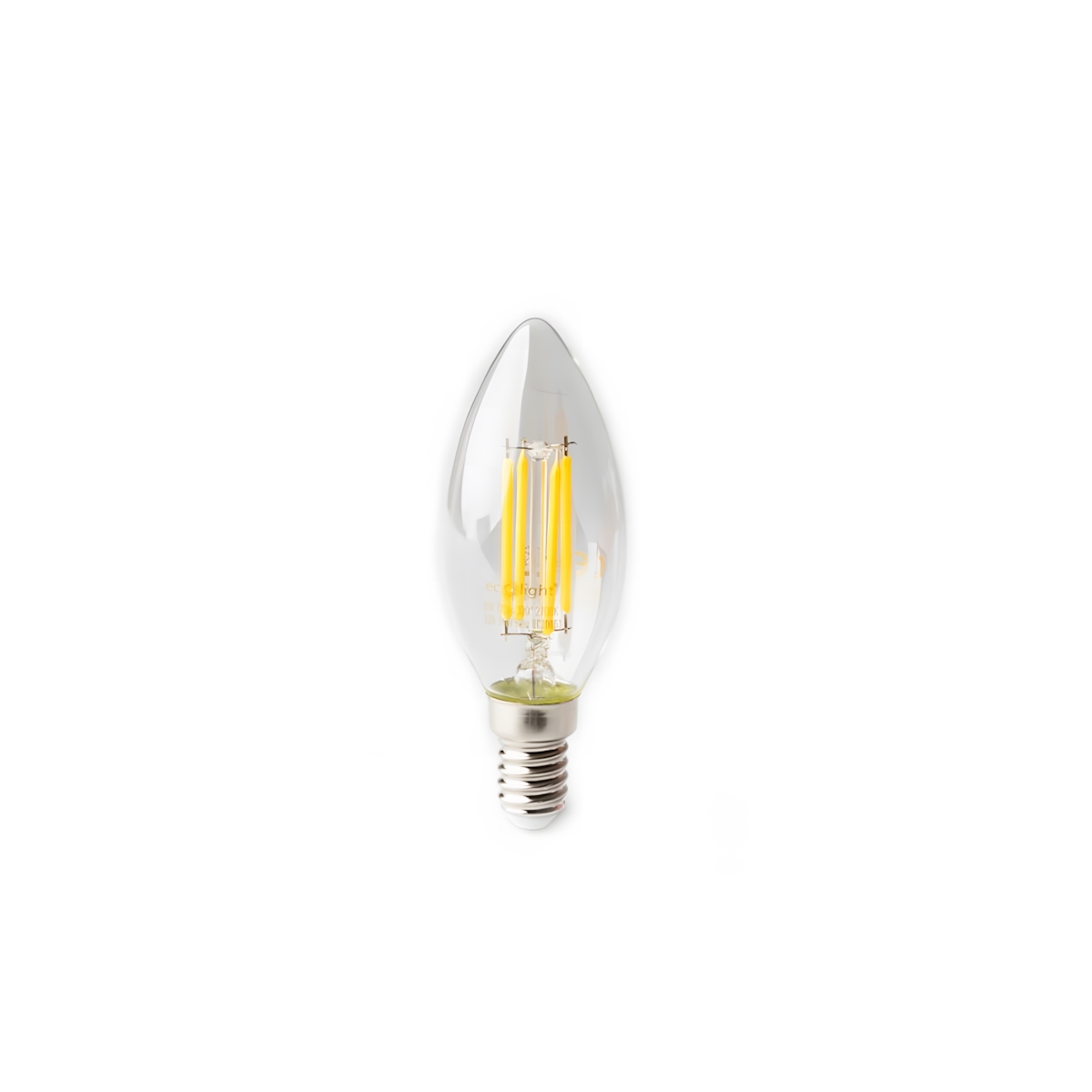 Eco Light, LED Leuchtmittel - E14 - 6W - warmweiß - 2700K, COG-Filamente, Kerze, klar