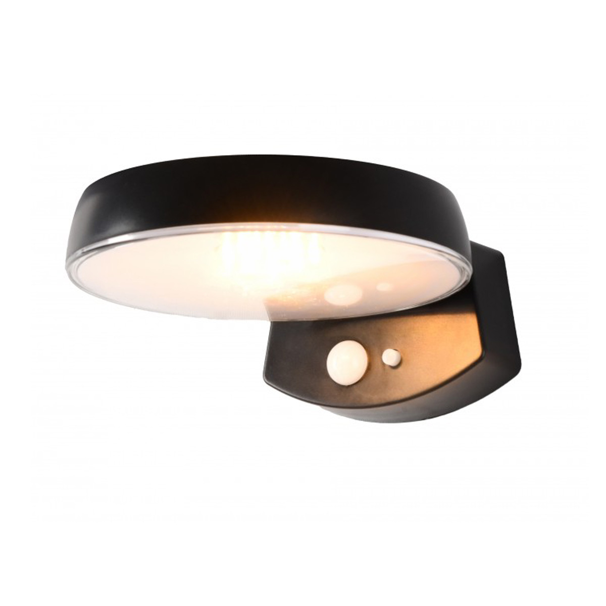 SOE-4 - Solar Wandleuchte mit Bewegungsmelder in schwarz - 1,2 W - Lichtfarbe: neutralweiß