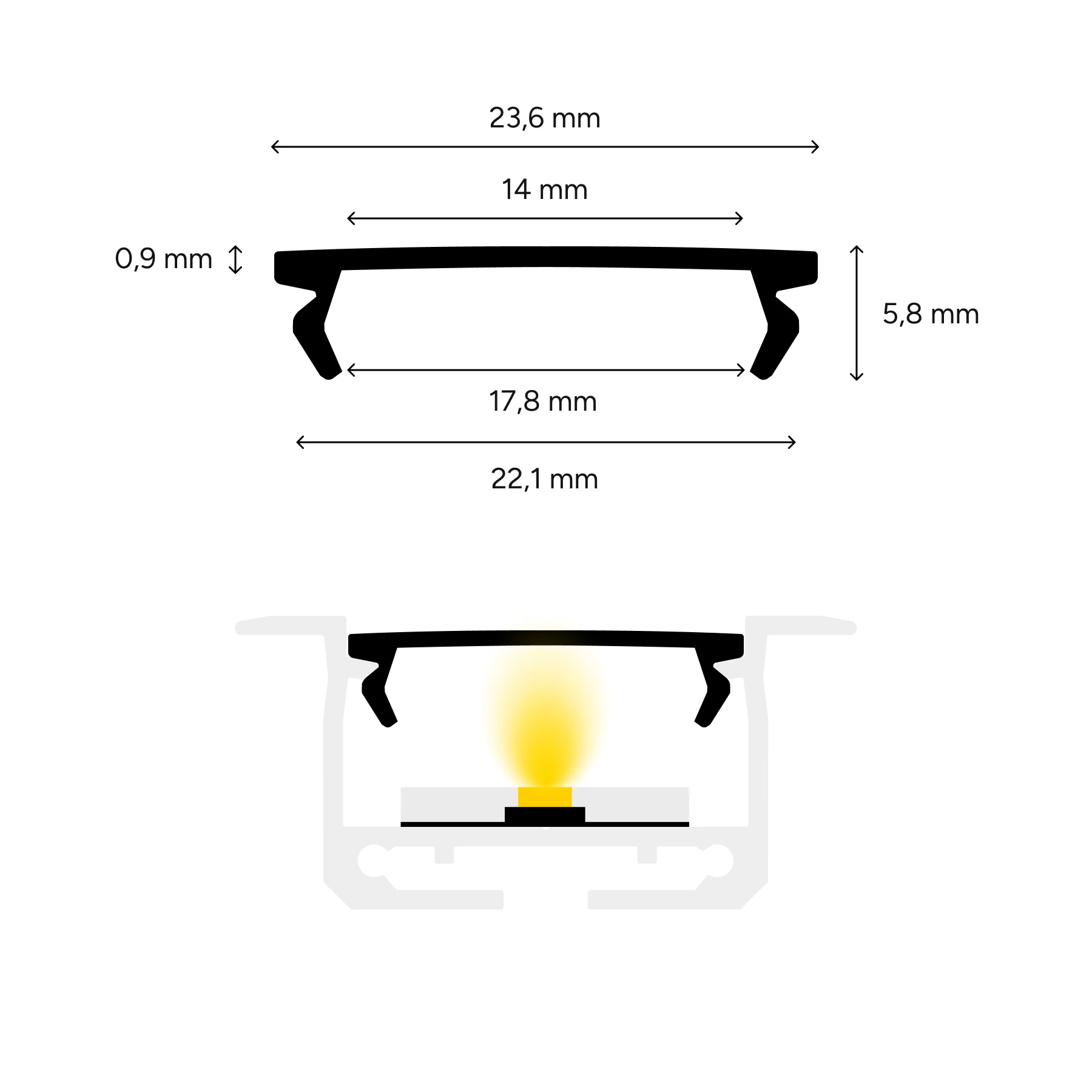 diffuse Abdeckung für LED Einbauprofil - ideal, CC-56
