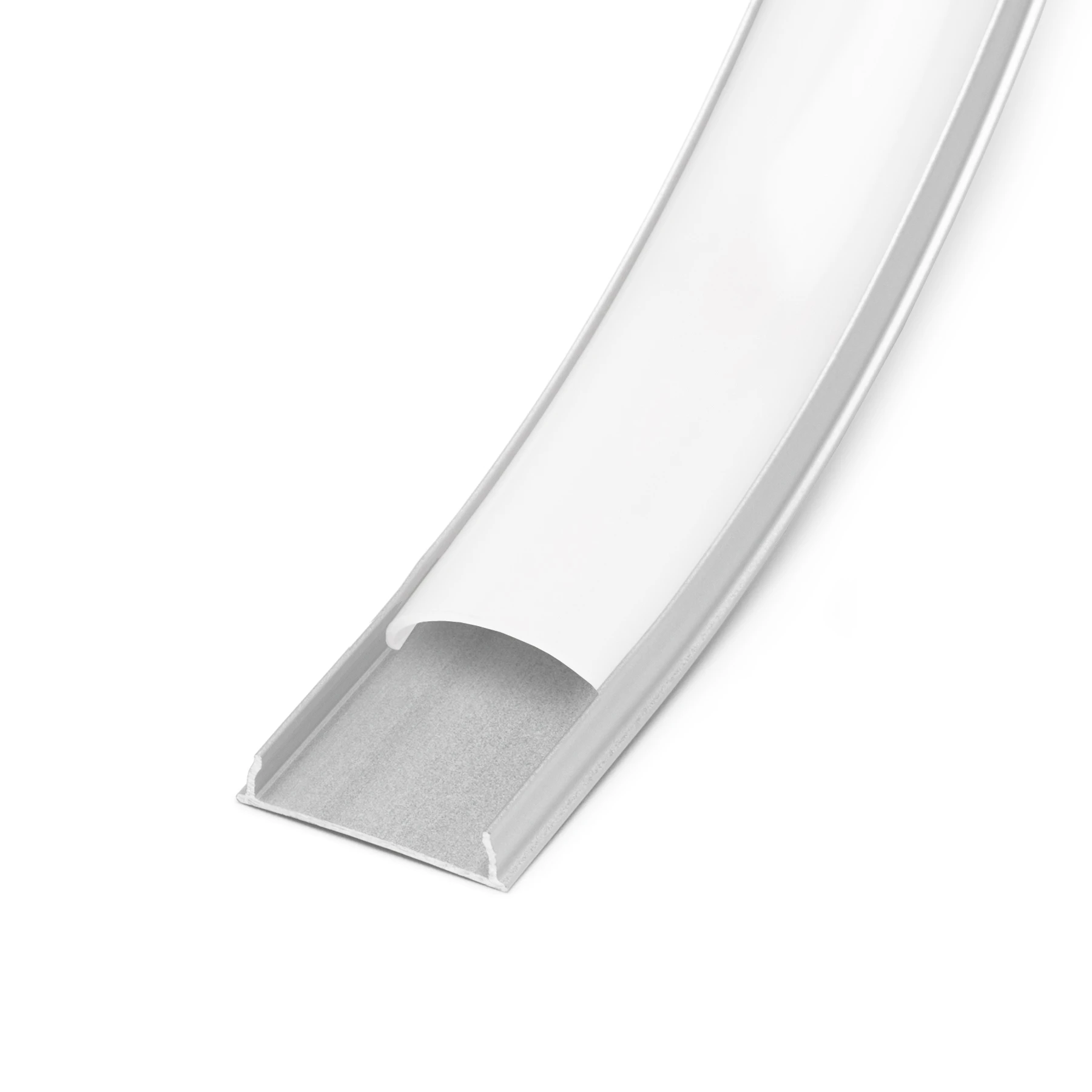 Aluminium LED Aufputz Profil, flex biegbar, 1,8 x 0,6 x 55cm - mit diffuser Abdeckung - ohne Endkappen