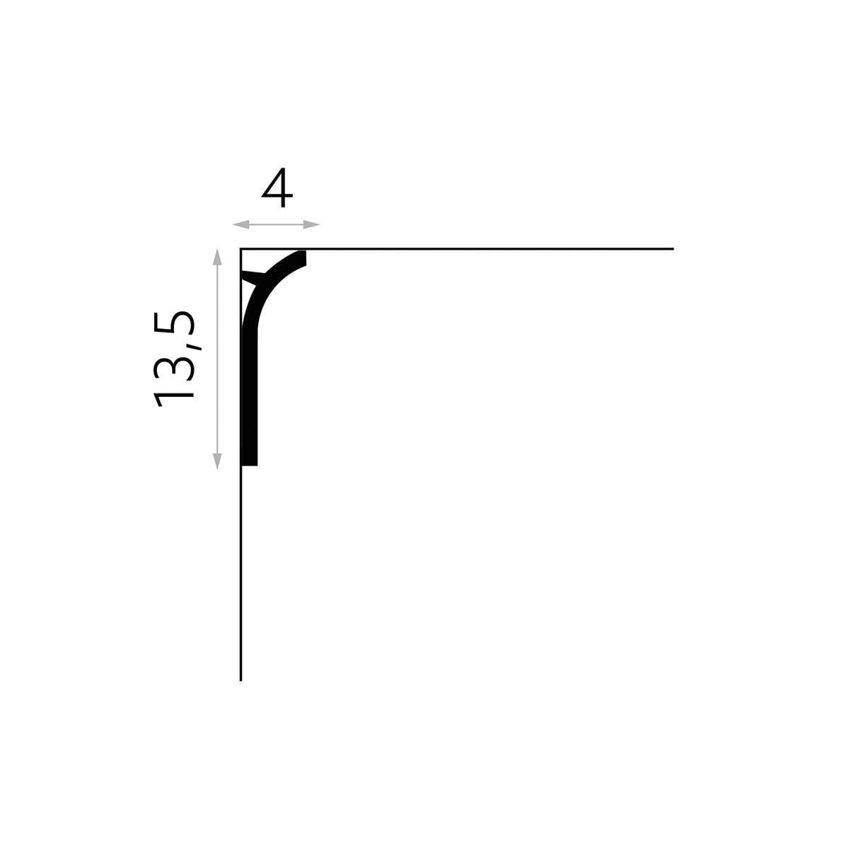 LED Stuckleiste - Wandleiste - indirekt - 4 x 13,5 x 200cm