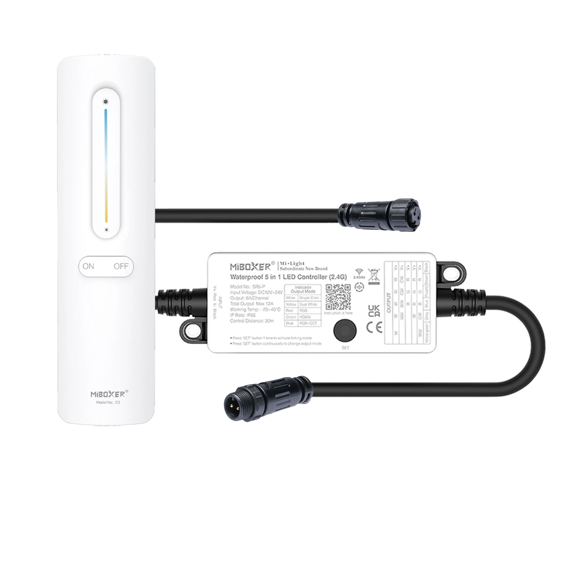 Plug & Play LED Funk Controller Set - 1 Zone - 1 Kanal - Fernbedienung - 2,4 GHz - IP66