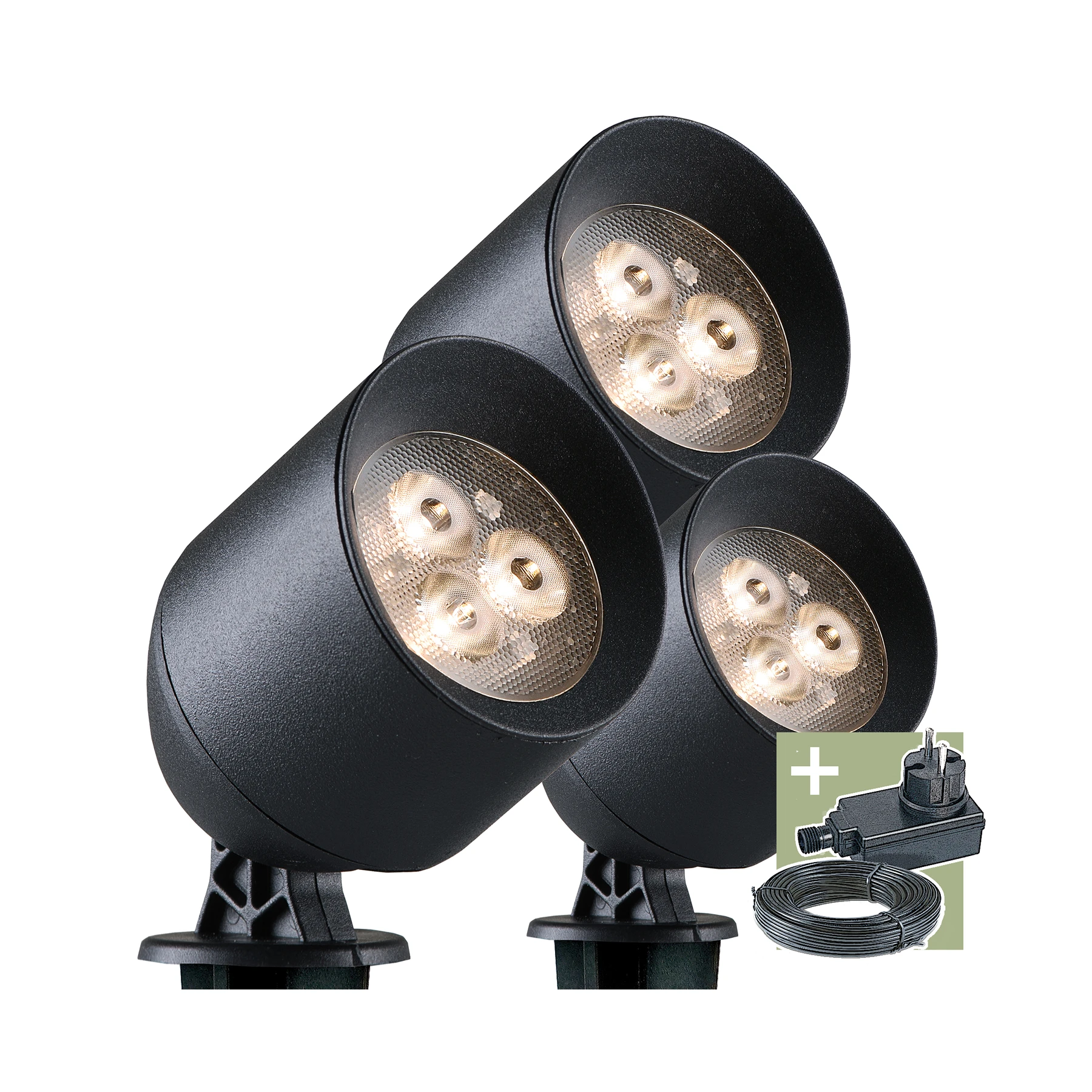 Ludeco, 12V Wegeleuchte - Laros 3er Set, 3W, warmweiß, IP44