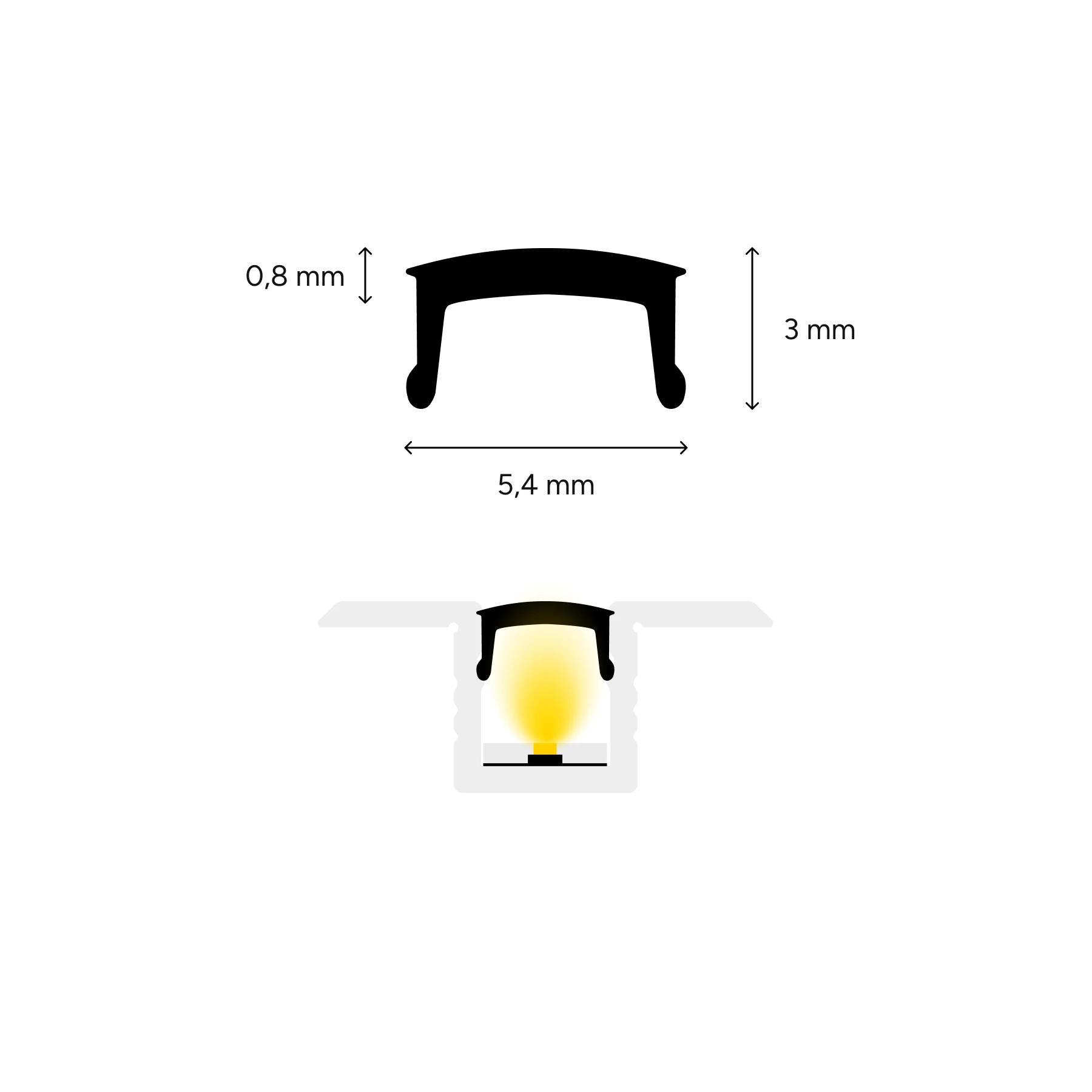 diffuse Abdeckung für LED Einbauprofil P6-4, CC-303-S, CC-303-B